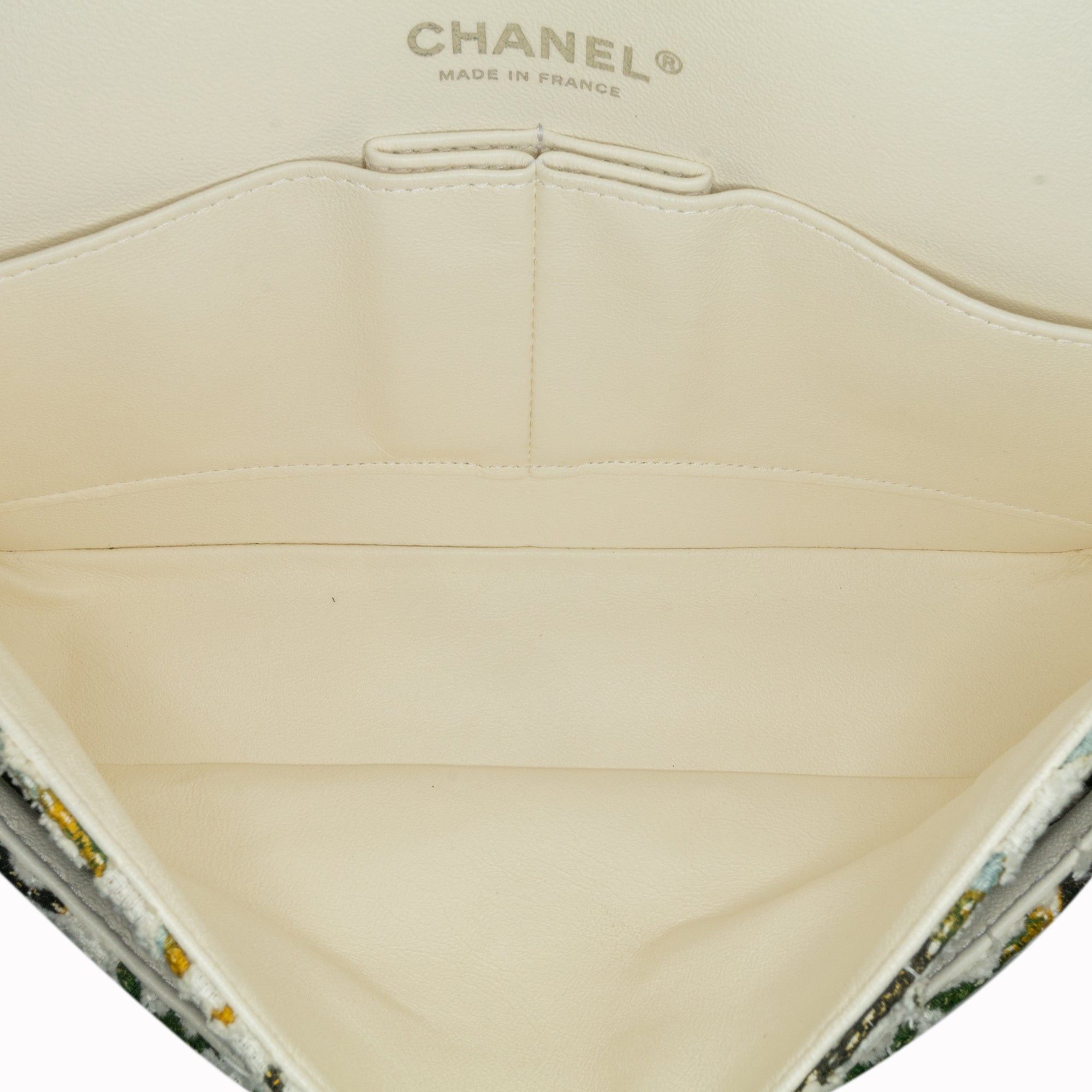 Chanel Chanel Medium Classic Chevron Tweed Floral Double Flap White Size ONE SIZE - 5 Thumbnail