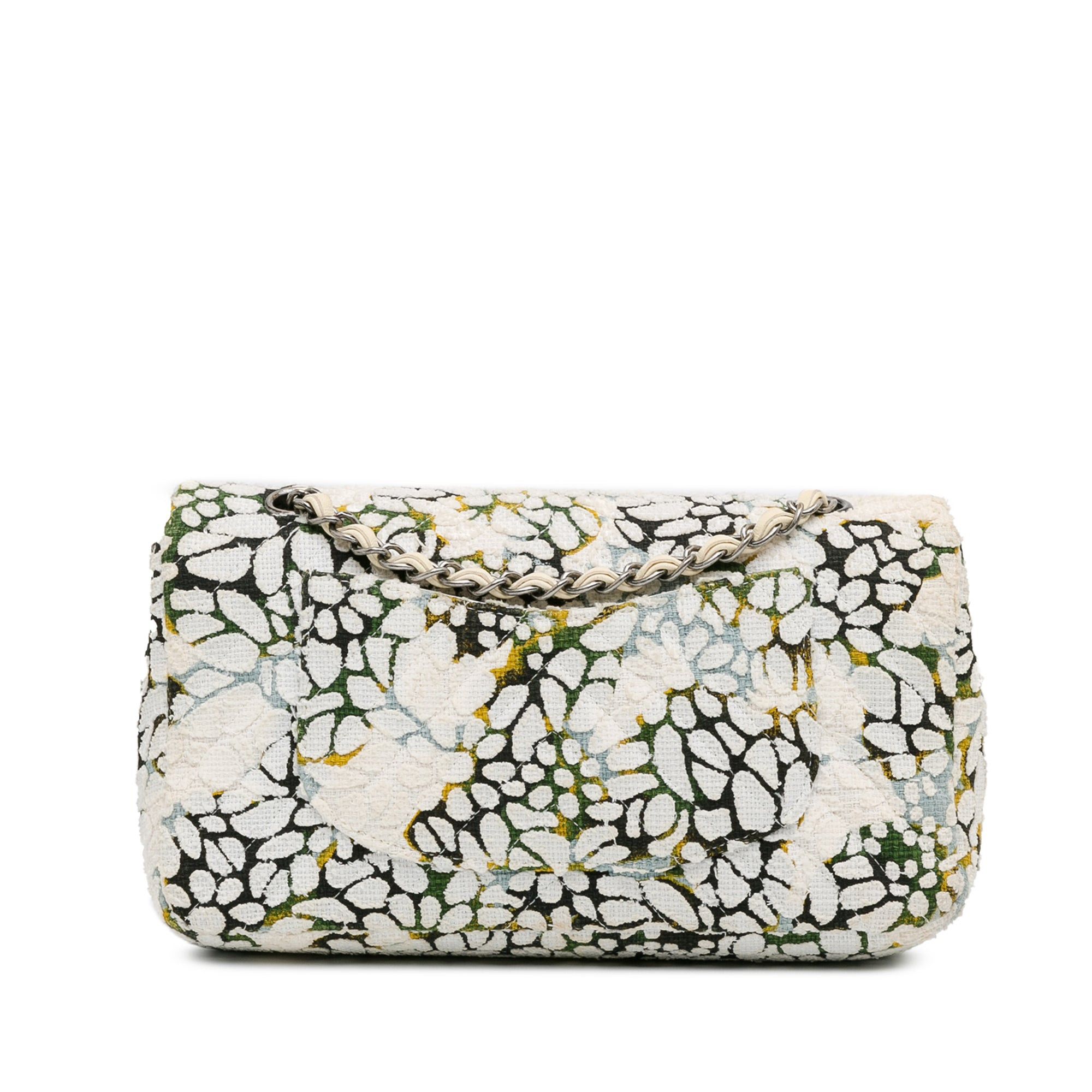 Chanel Chanel Medium Classic Chevron Tweed Floral Double Flap White Size ONE SIZE - 3 Thumbnail