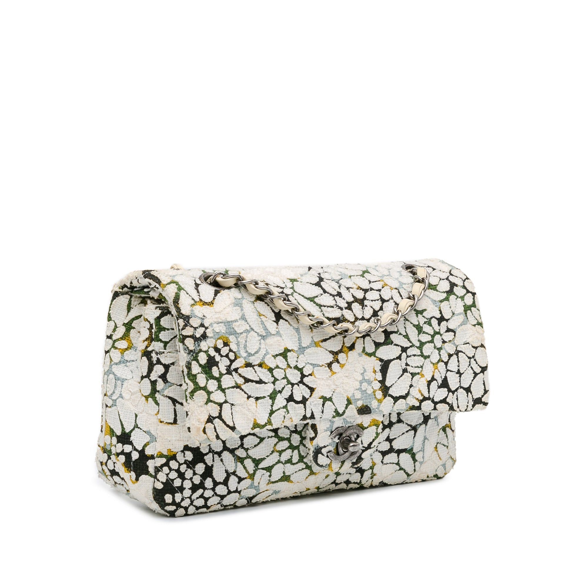 Chanel Chanel Medium Classic Chevron Tweed Floral Double Flap White Size ONE SIZE - 2 Thumbnail