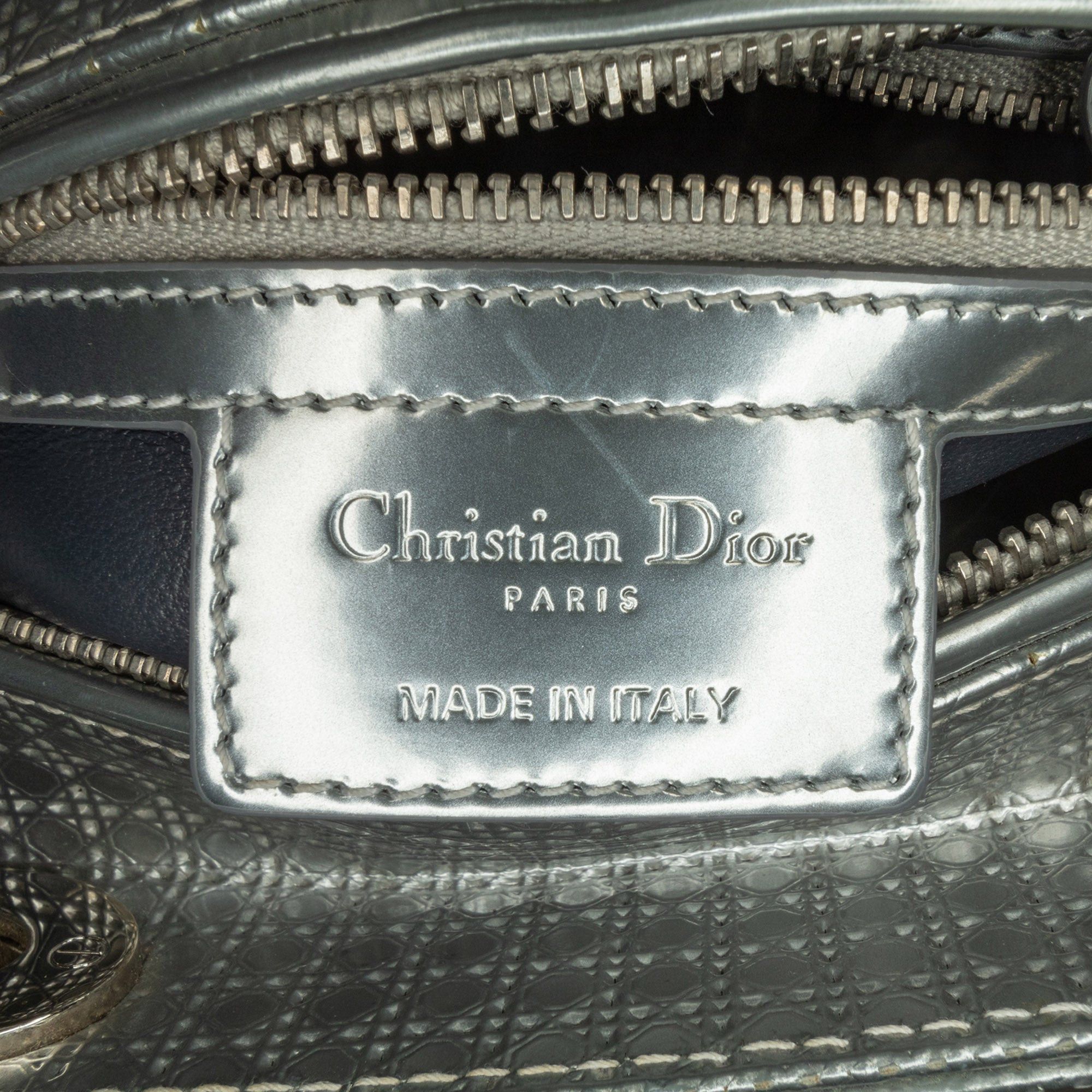Dior Dior Medium Patent Microcannage Lady Dior Silver Size ONE SIZE - 5 Thumbnail