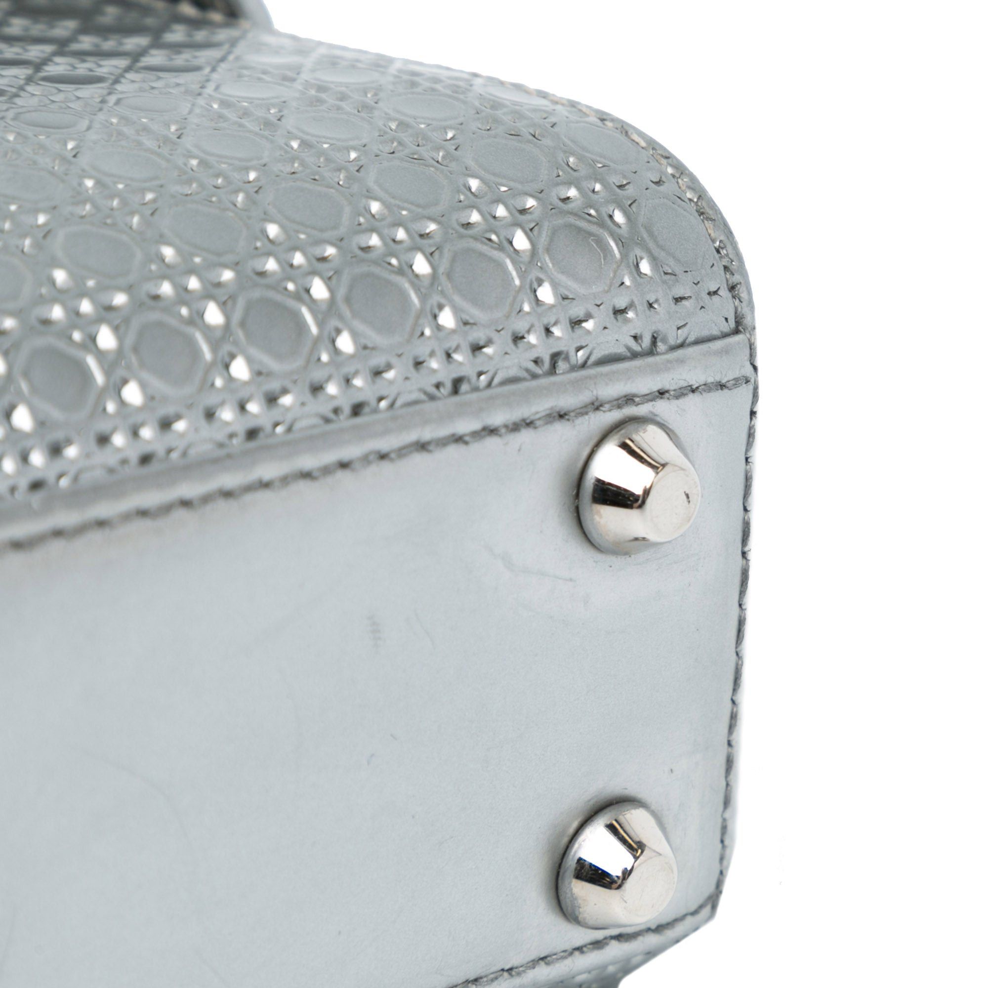 Dior Dior Micro Calfskin Microcannage Lady Dior Silver Size ONE SIZE - 7 Thumbnail