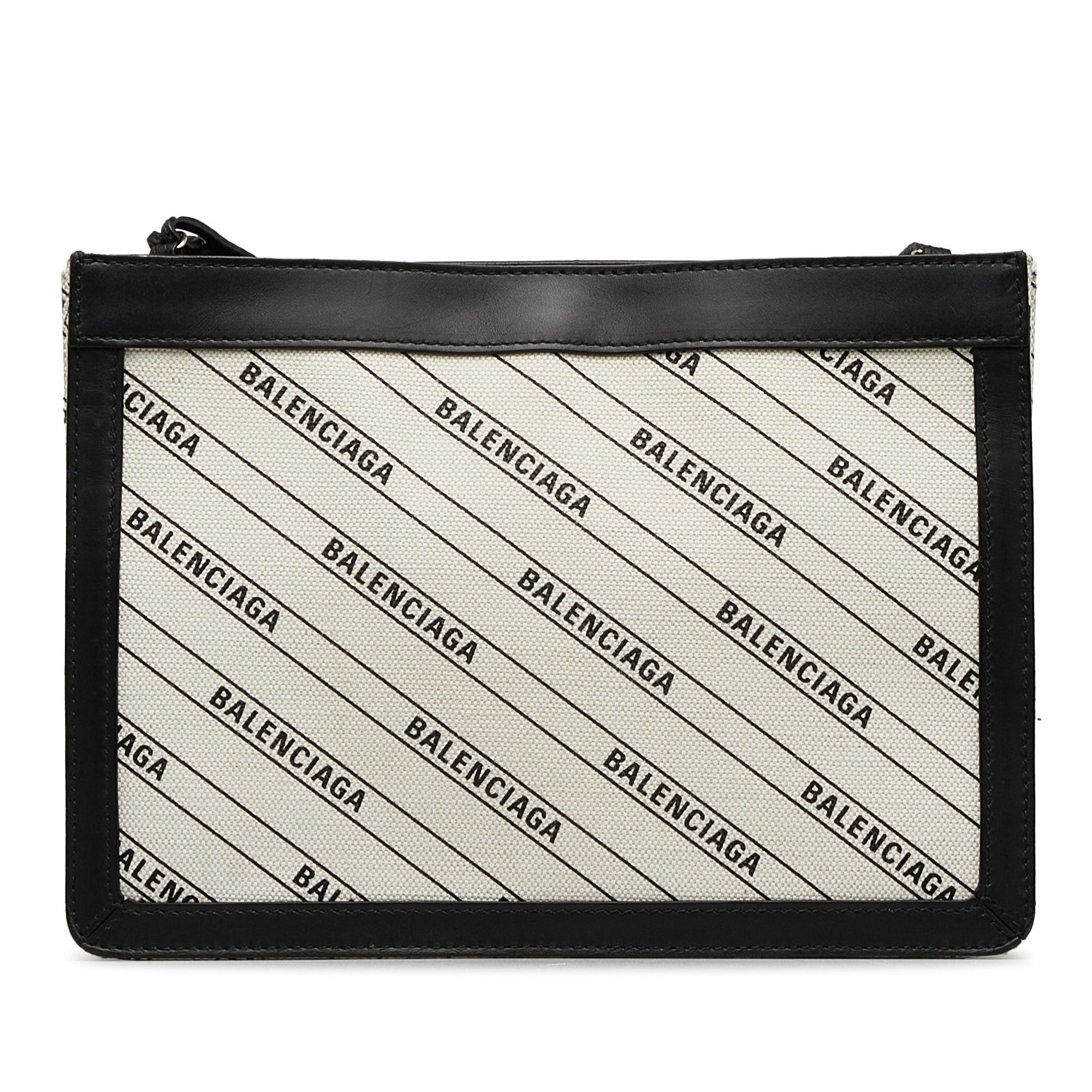 Balenciaga Balenciaga All Over Logo Navy Pochette S White Size ONE SIZE - 3 Thumbnail