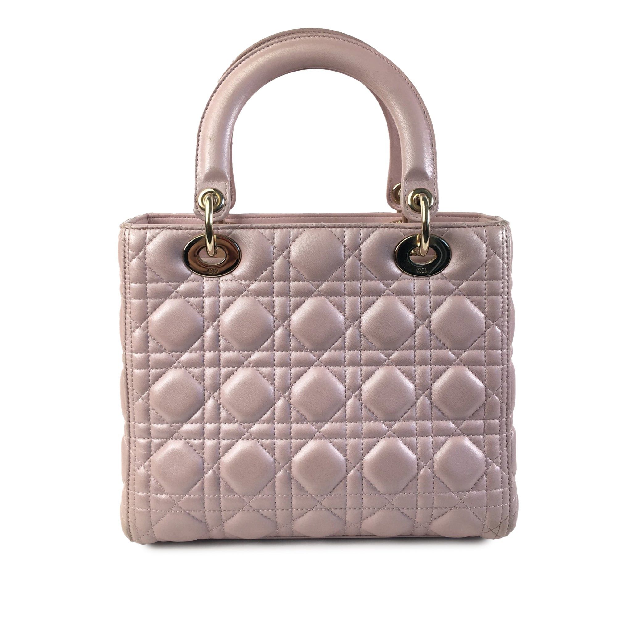 Dior Dior Medium Pearlescent Lambskin Cannage Lady Dior Pink Size ONE SIZE - 3 Thumbnail