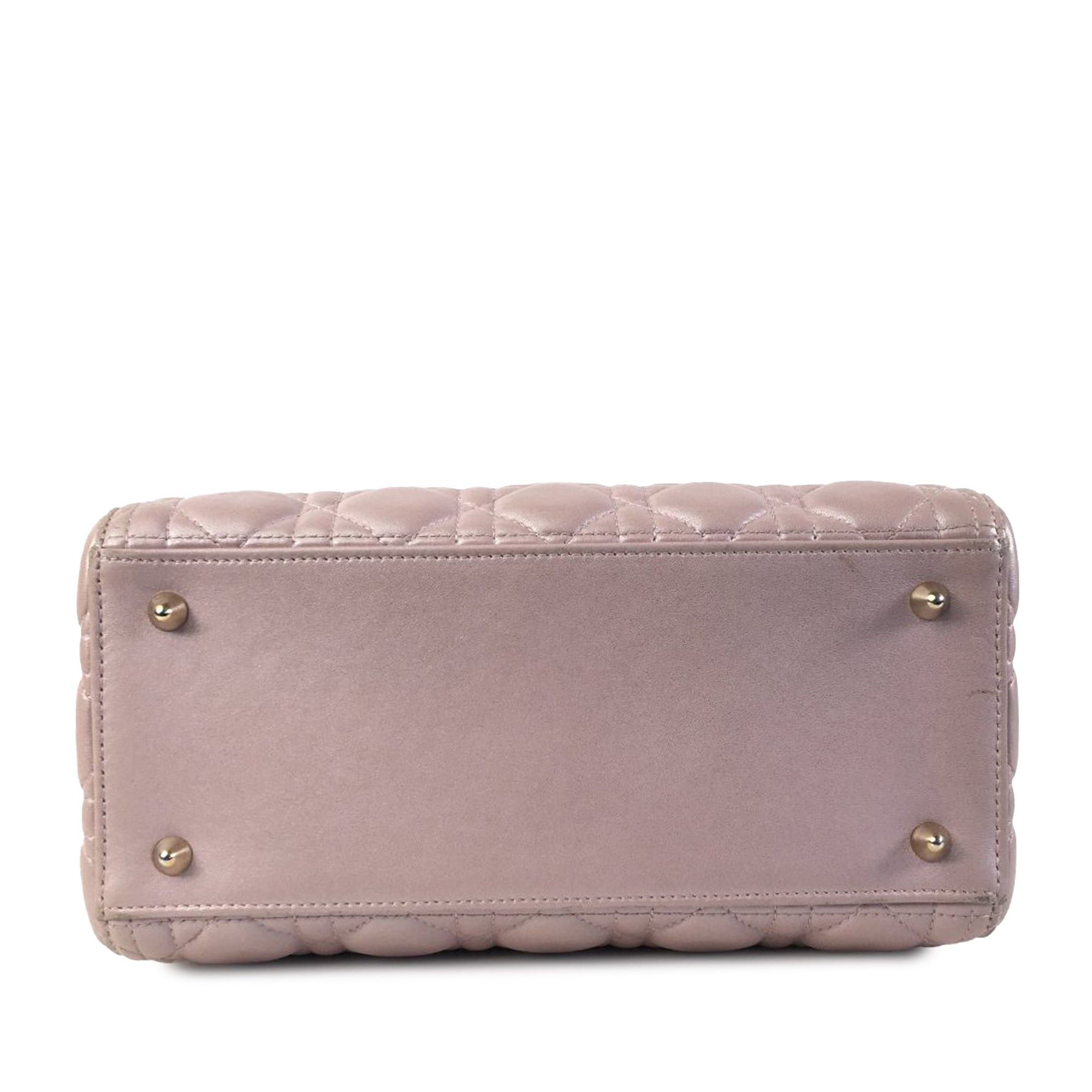 Dior Dior Medium Pearlescent Lambskin Cannage Lady Dior Pink Size ONE SIZE - 4 Thumbnail