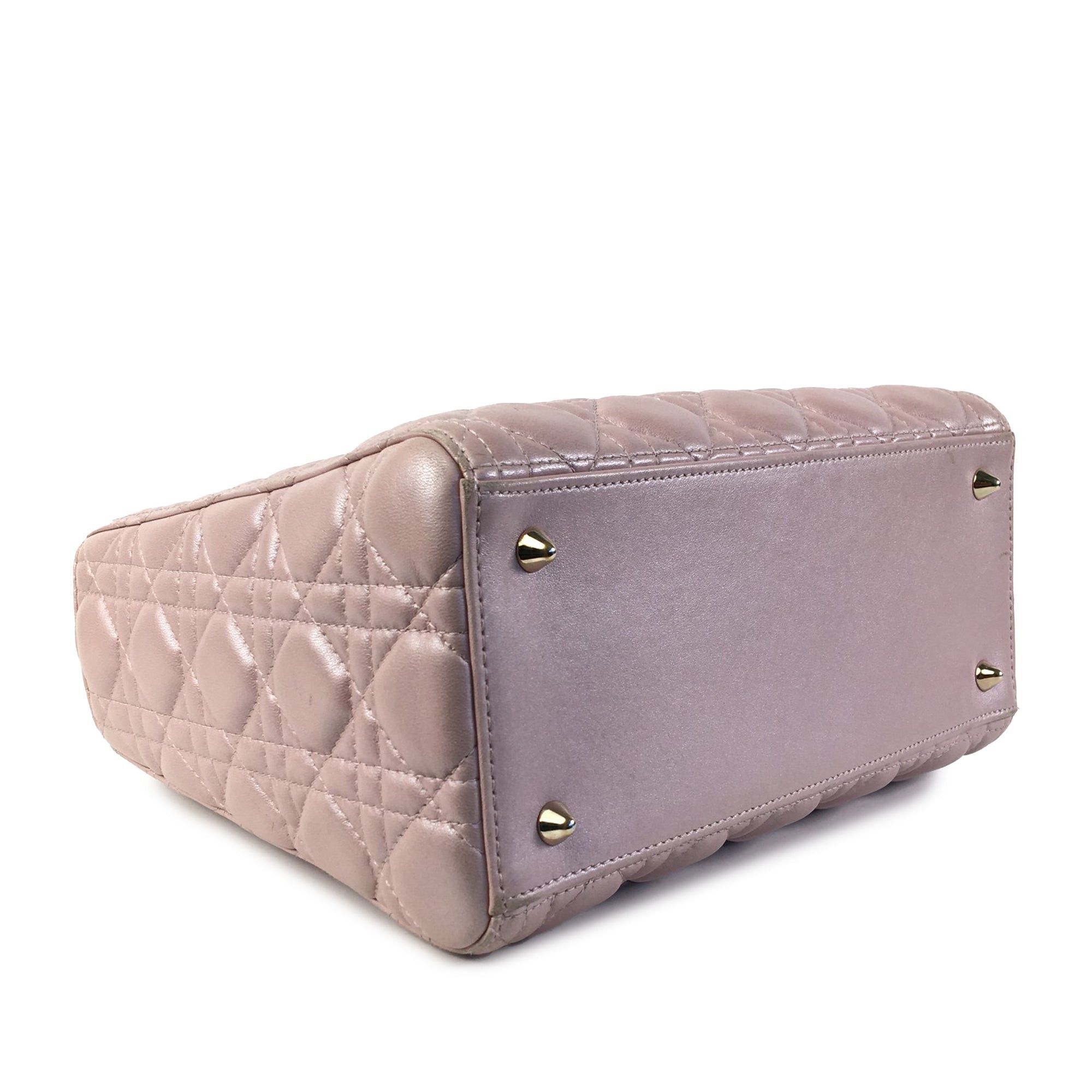 Dior Dior Medium Pearlescent Lambskin Cannage Lady Dior Pink Size ONE SIZE - 5 Thumbnail