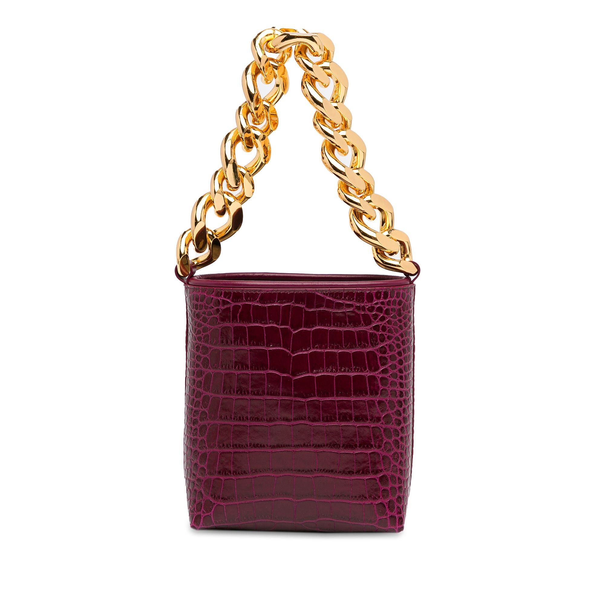 Tom Ford Tom Ford Mini Croc-Embossed Chain Bucket Bag Purple Size ONE SIZE - 3 Thumbnail