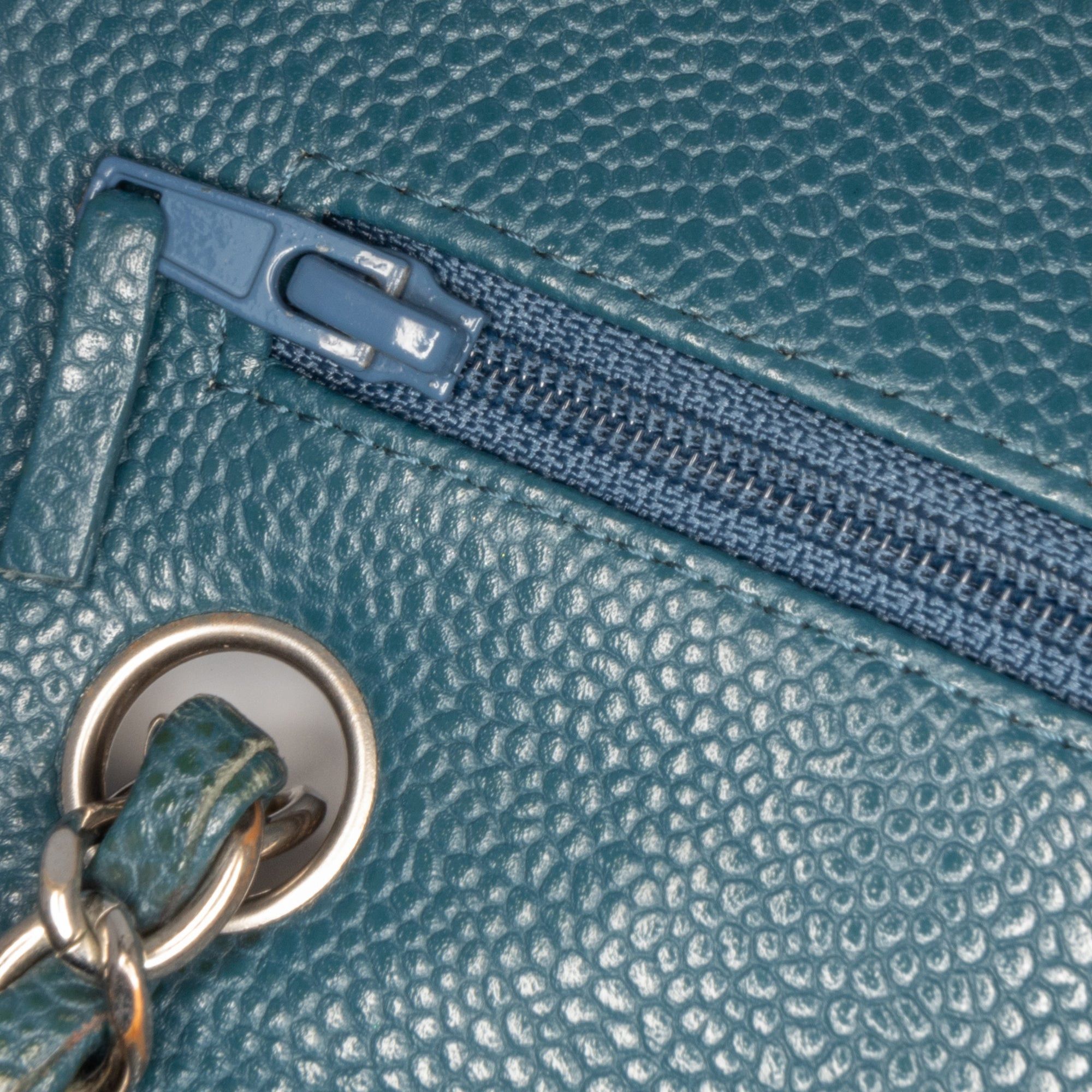 Chanel Chanel Medium Classic Chevron Caviar Double Flap Blue Size ONE SIZE - 7 Thumbnail