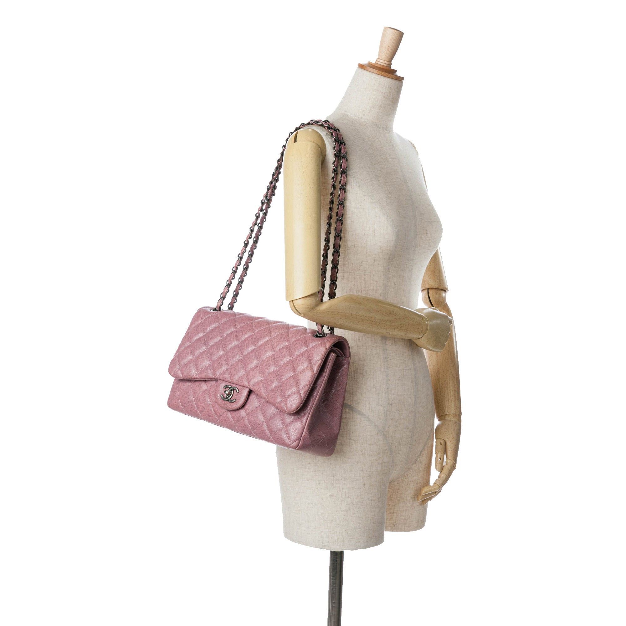 Chanel Chanel Jumbo Classic Caviar Double Flap Pink Size ONE SIZE - 9 Thumbnail