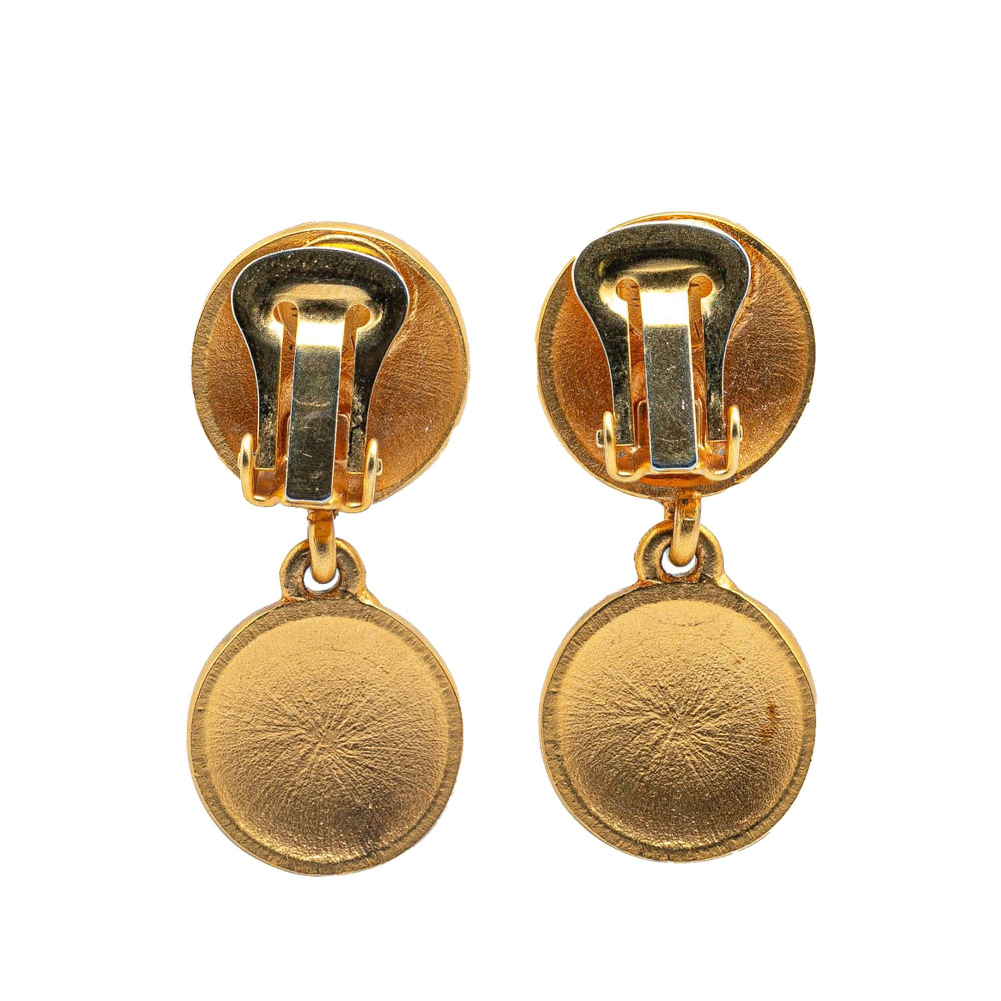 Celine Celine Gold Plated Faux Pearl Drop Clip On Earrings Gold Size ONE SIZE - 2 Thumbnail