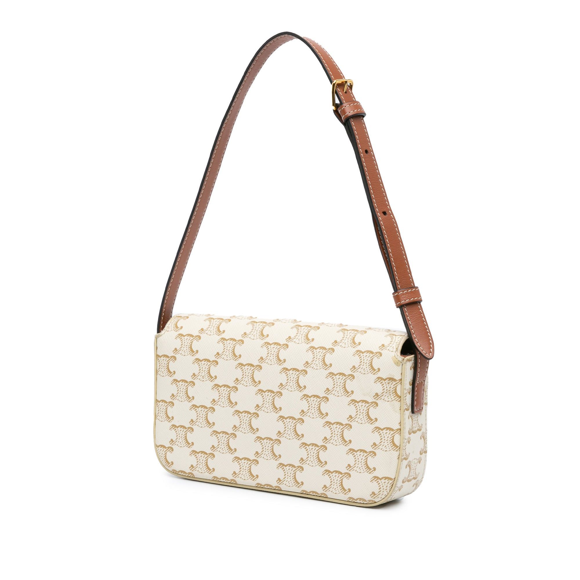 Celine Celine Triomphe Coated Canvas Claude Shoulder Bag White Size ONE SIZE - 2 Thumbnail