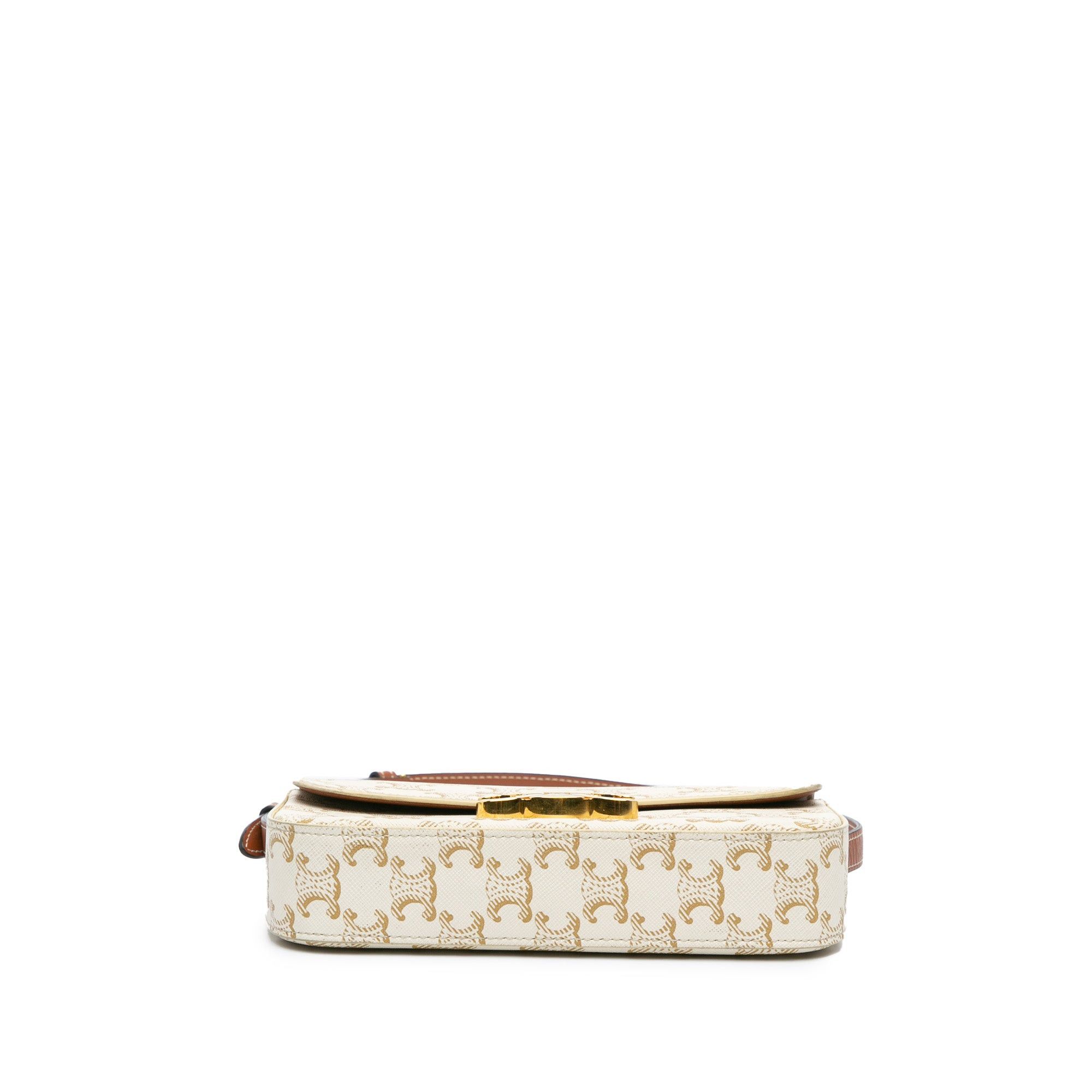 Celine Celine Triomphe Coated Canvas Claude Shoulder Bag White Size ONE SIZE - 3 Thumbnail