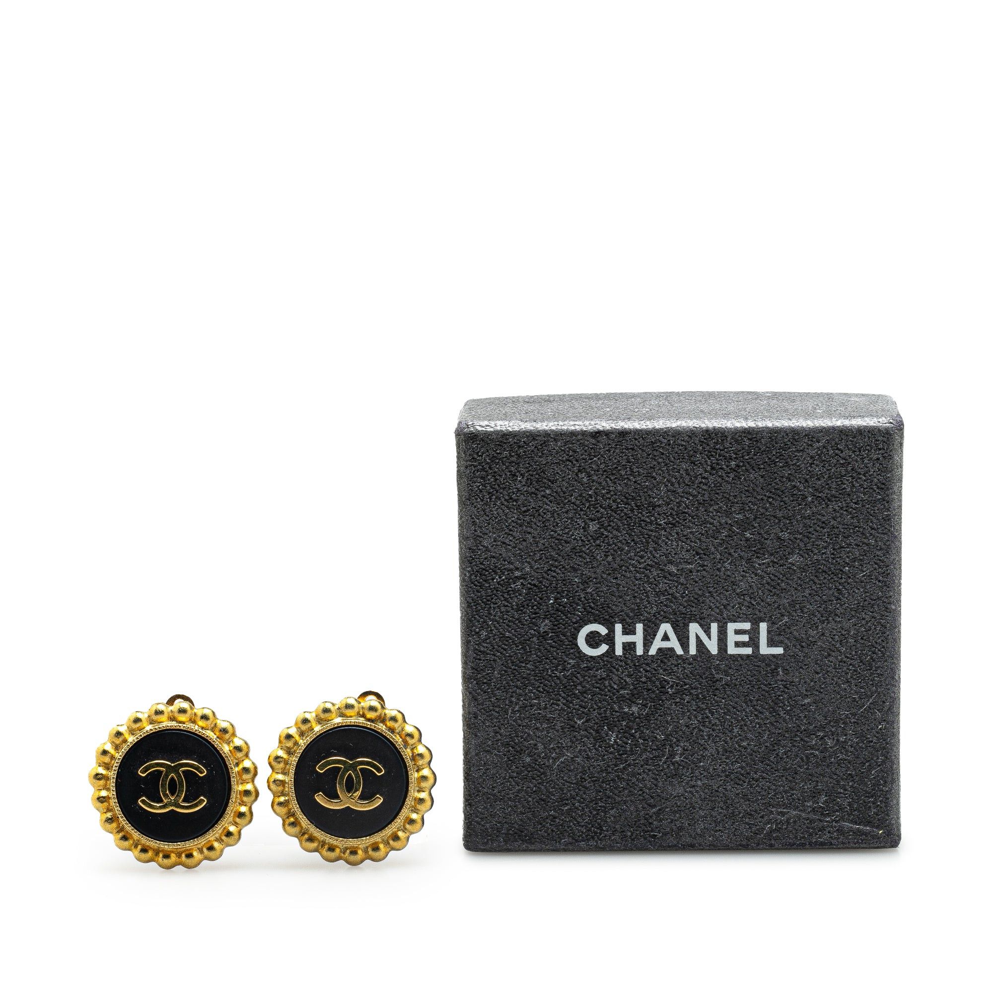 Chanel Chanel Gold Plated Acrylic CC Button Clip On Earrings Gold Size ONE SIZE - 4 Thumbnail