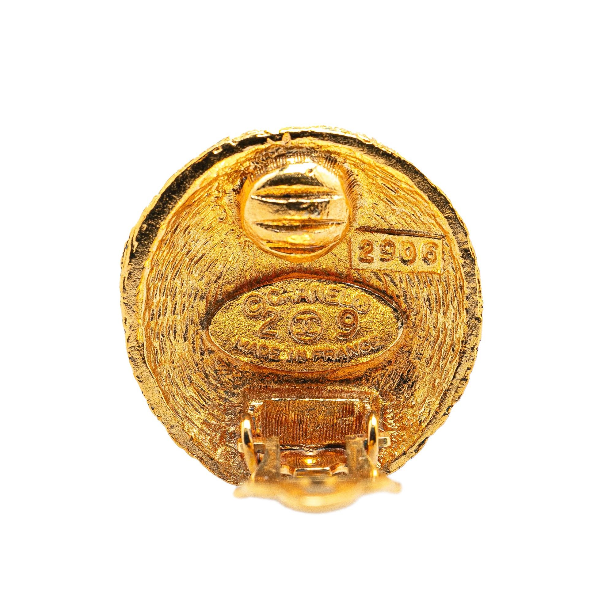 Chanel Chanel Gold Plated CC Round Clip on Earrings Gold Size ONE SIZE - 3 Thumbnail