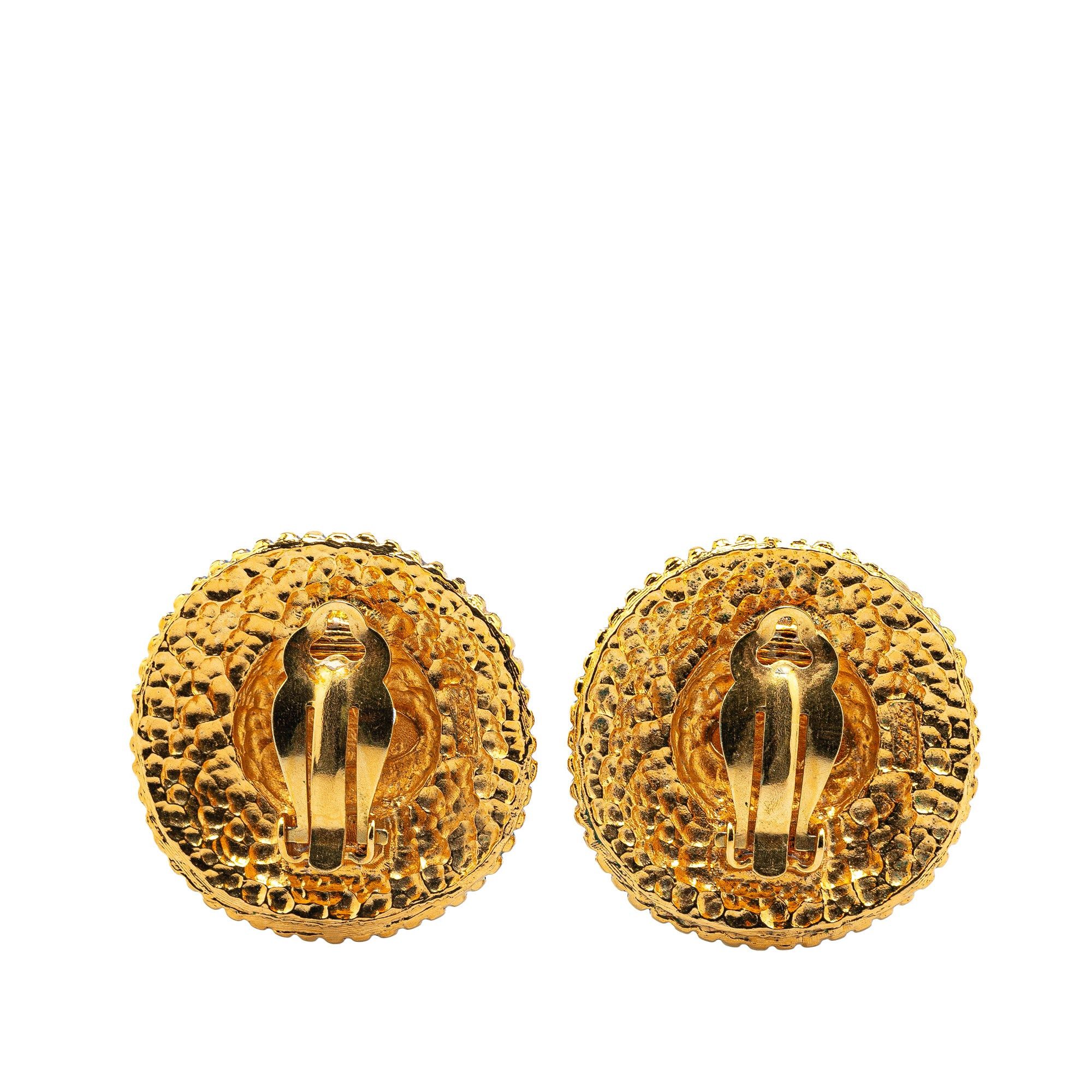 Chanel Chanel Gold Plated CC Round Clip on Earrings Gold Size ONE SIZE - 2 Thumbnail