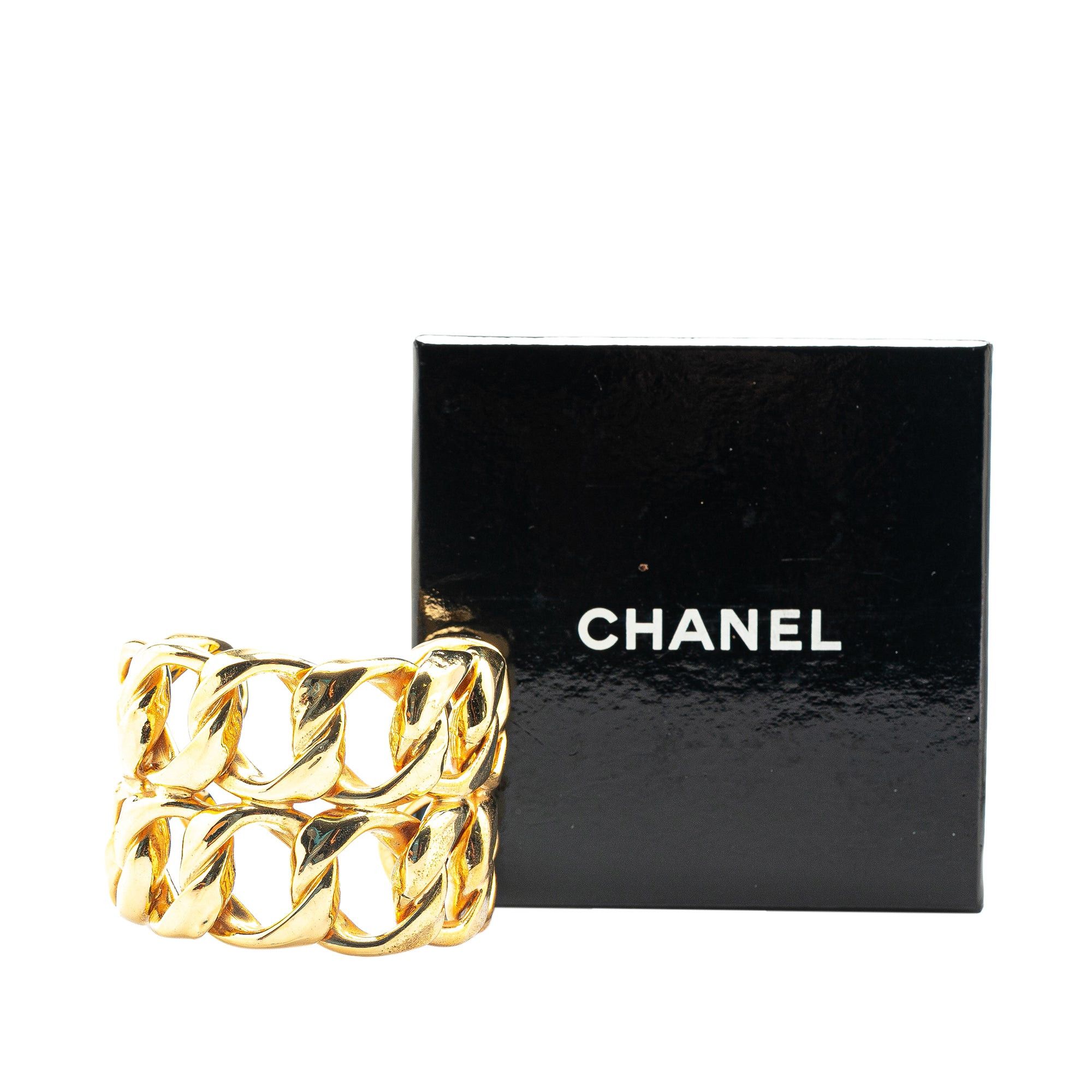 Chanel Chanel Gold Plated Double Curb Row Cuff Bracelet Gold Size ONE SIZE - 5 Thumbnail