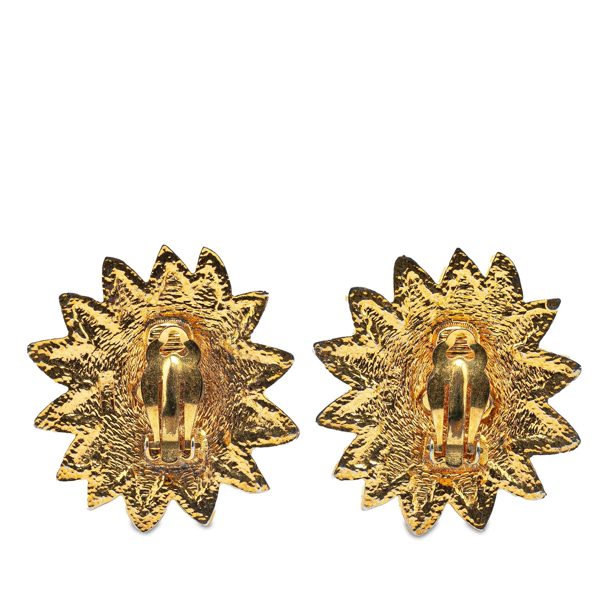 Chanel Chanel Gold Plated Lion Motif Clip On Earrings Gold Size ONE SIZE - 2 Thumbnail