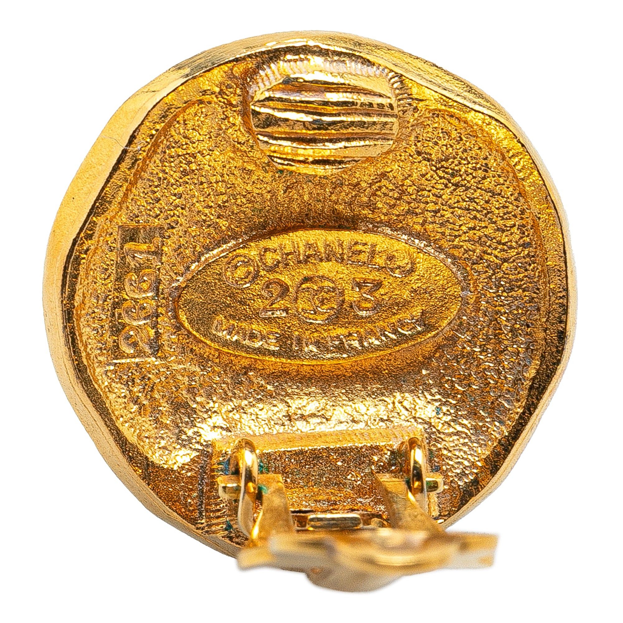 Chanel Chanel Gold Plated Logo and Lion Clip On Earrings Gold Size ONE SIZE - 3 Thumbnail