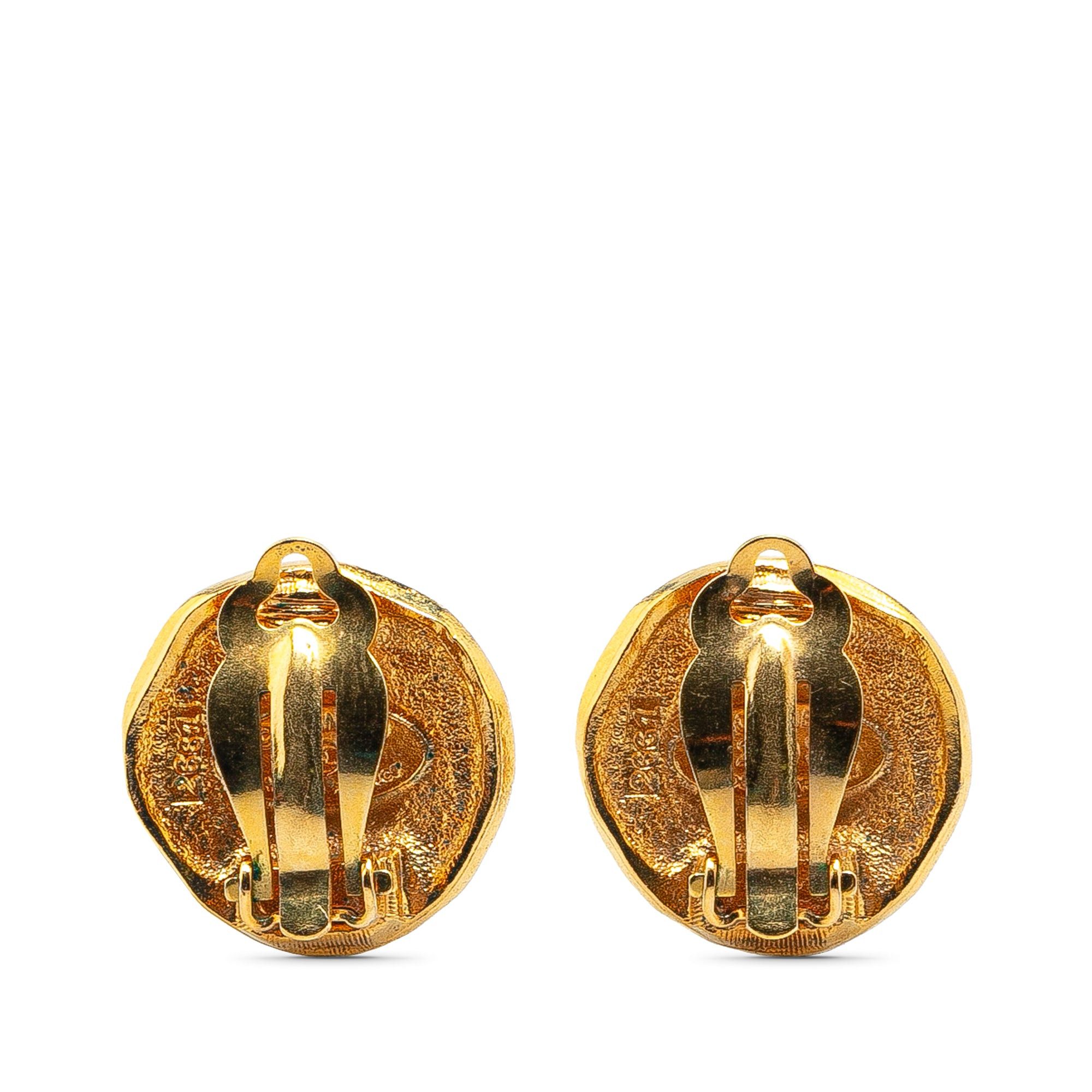 Chanel Chanel Gold Plated Logo and Lion Clip On Earrings Gold Size ONE SIZE - 2 Thumbnail