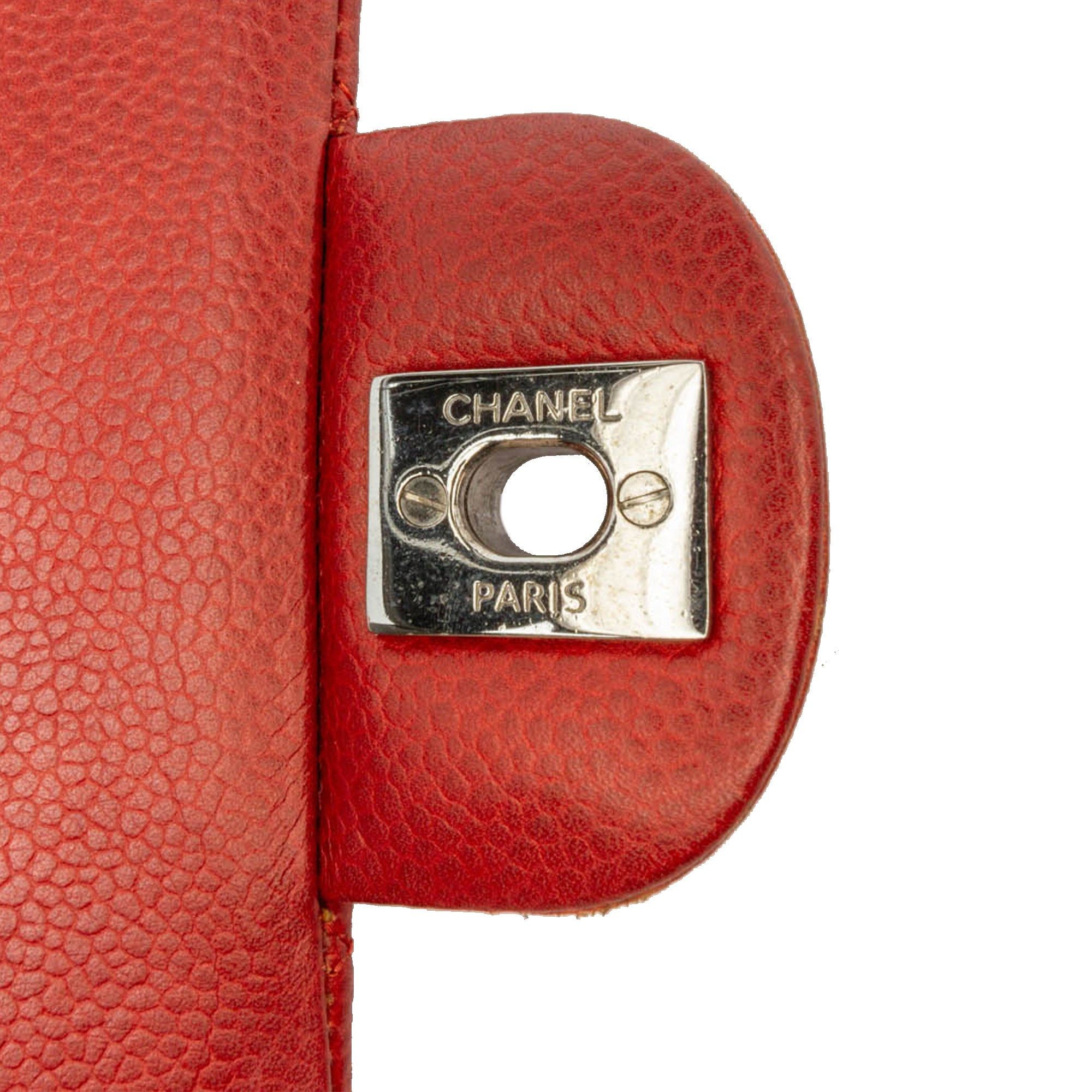 Chanel Medium Classic Caviar Double Flap Orange
