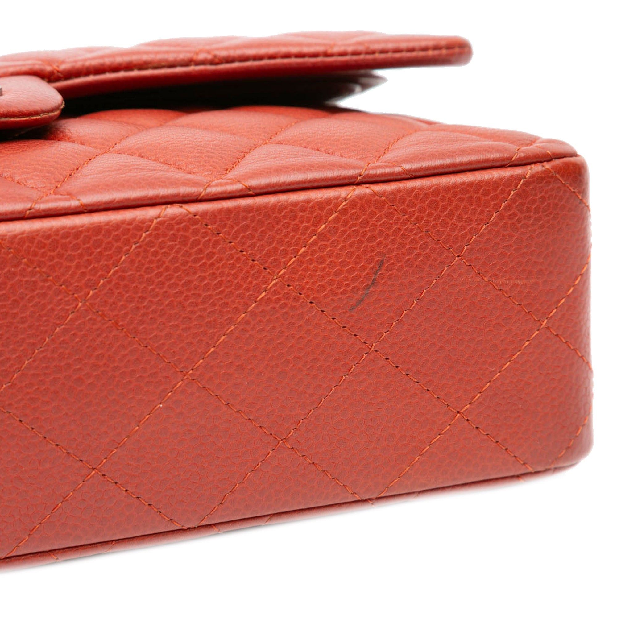 Chanel Medium Classic Caviar Double Flap Orange