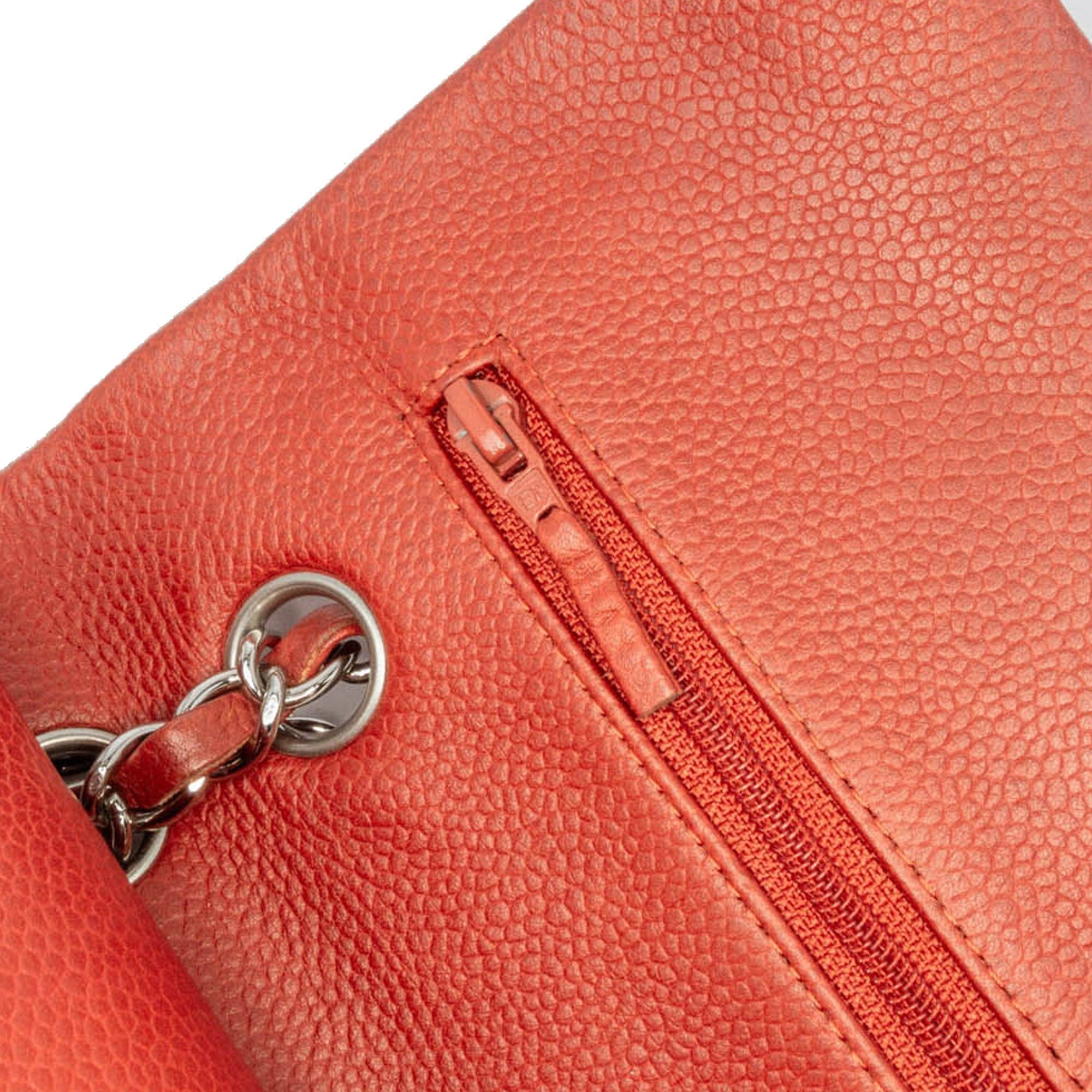 Chanel Medium Classic Caviar Double Flap Orange