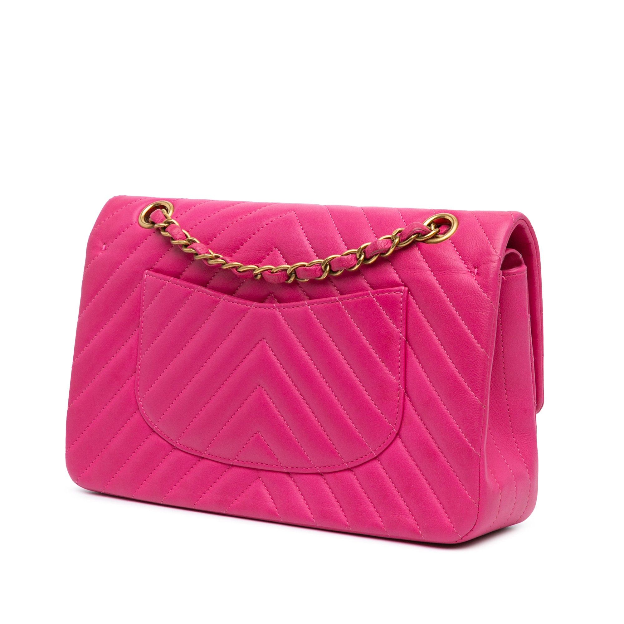 Chanel Chanel Medium Classic Chevron Lambskin Double Flap Pink Size ONE SIZE - 2 Thumbnail