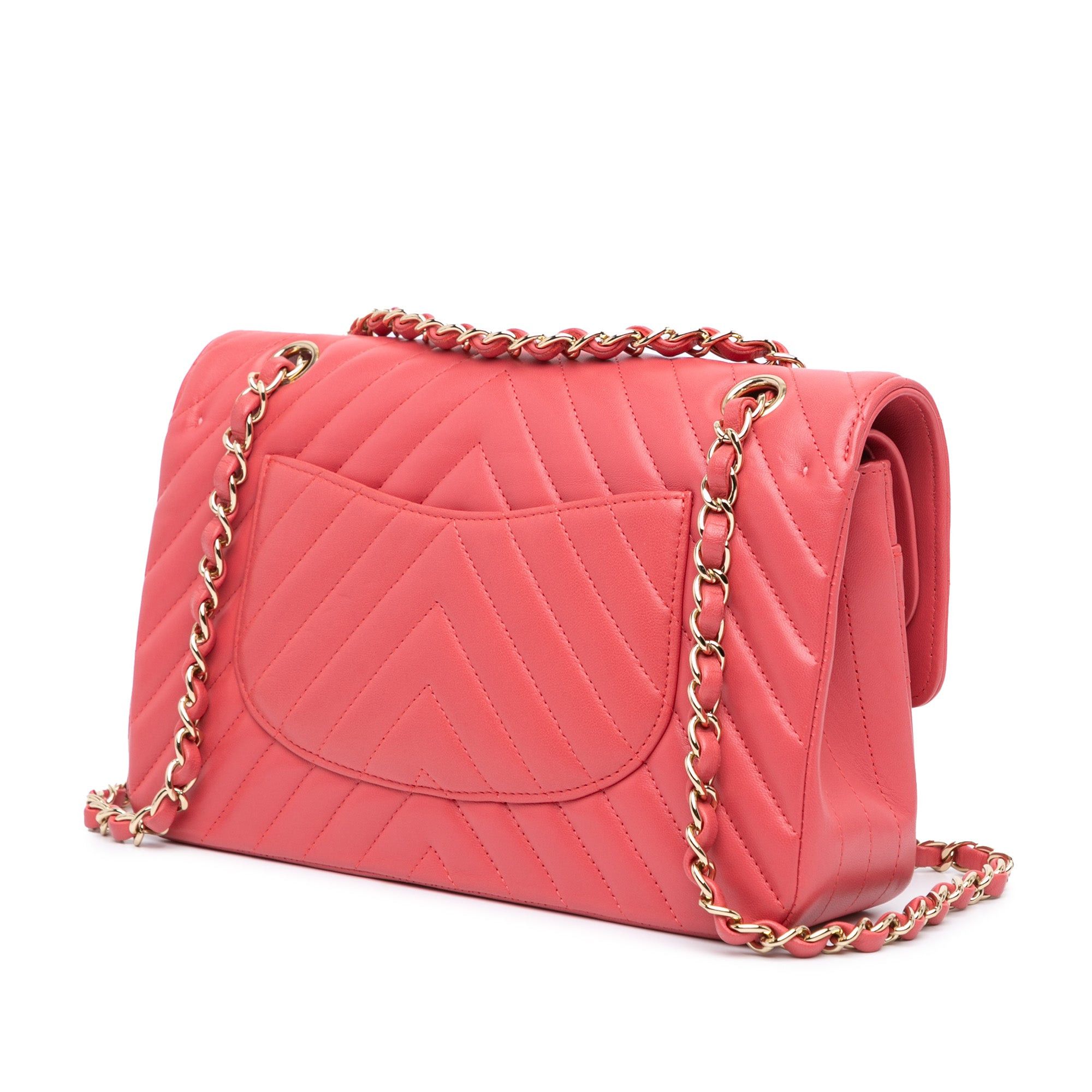 Chanel Chanel Medium Classic Chevron Lambskin Double Flap Pink Size ONE SIZE - 2 Thumbnail