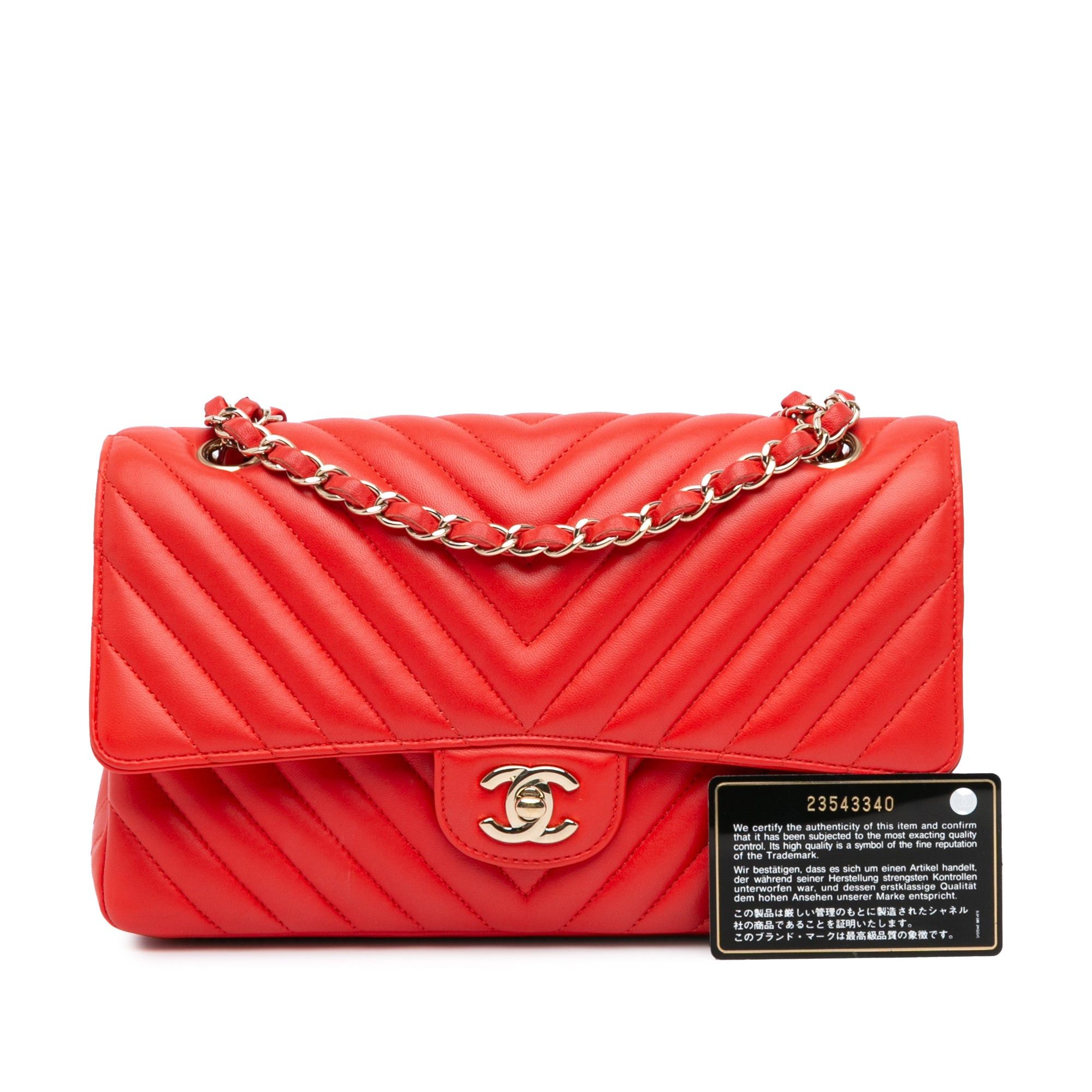 Chanel Chanel Medium Classic Chevron Lambskin Double Flap Red Size ONE SIZE - 10 Thumbnail