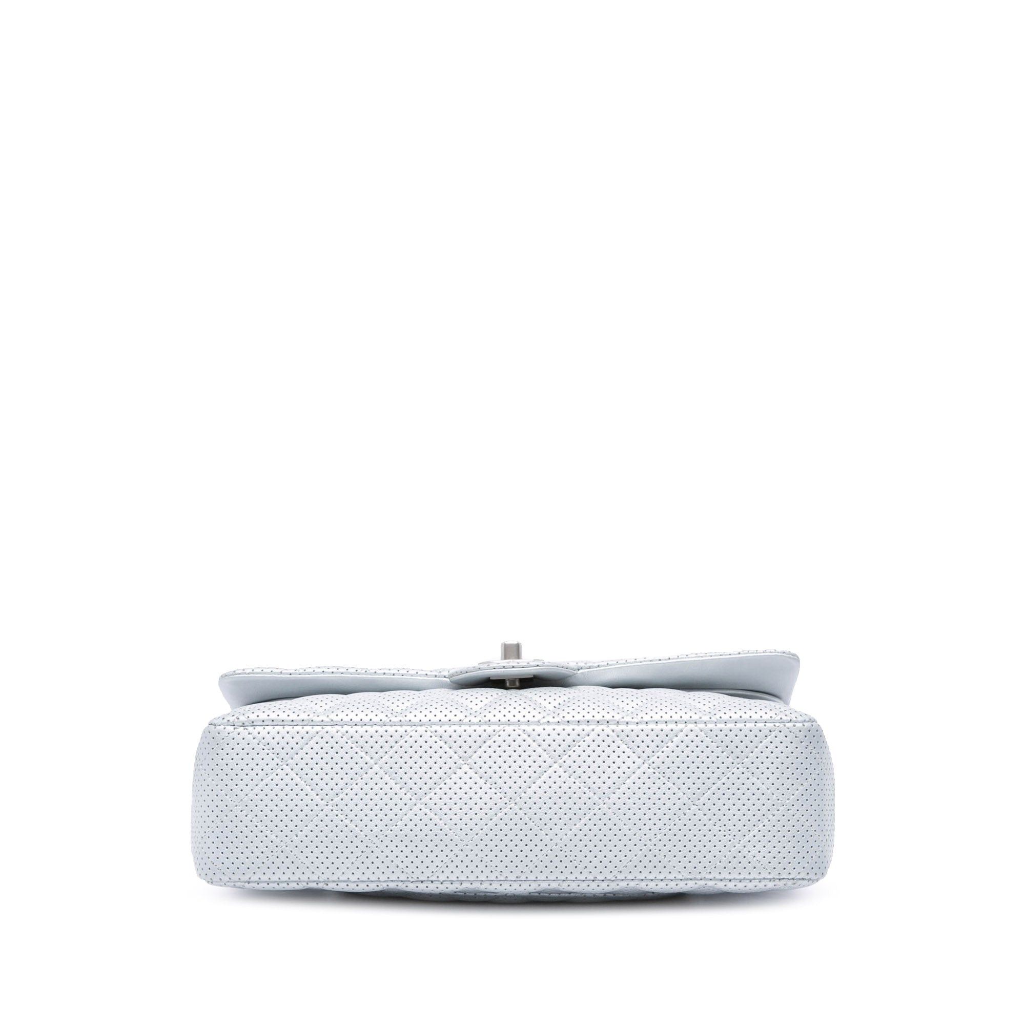 Chanel Chanel Medium Classic Perforated Lambskin Double Flap Silver Size ONE SIZE - 3 Thumbnail