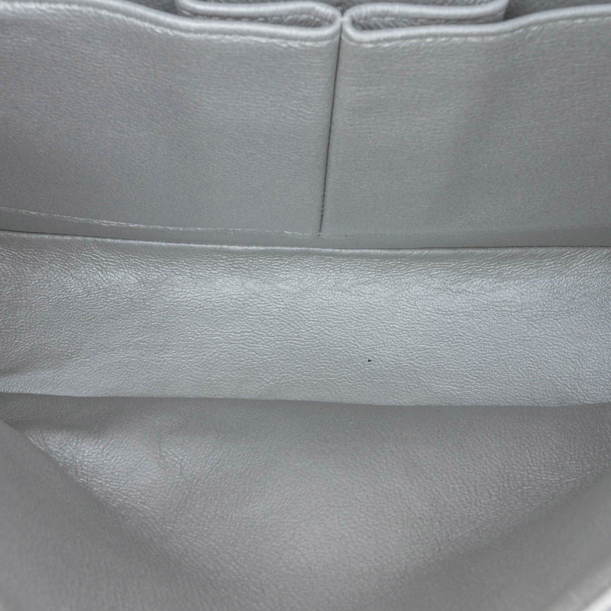 Chanel Chanel Medium Classic Perforated Lambskin Double Flap Silver Size ONE SIZE - 4 Thumbnail