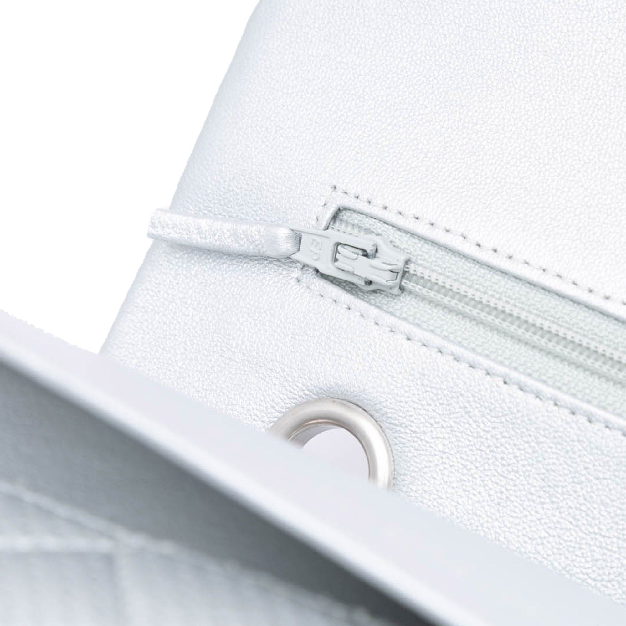 Chanel Chanel Medium Classic Perforated Lambskin Double Flap Silver Size ONE SIZE - 10 Thumbnail