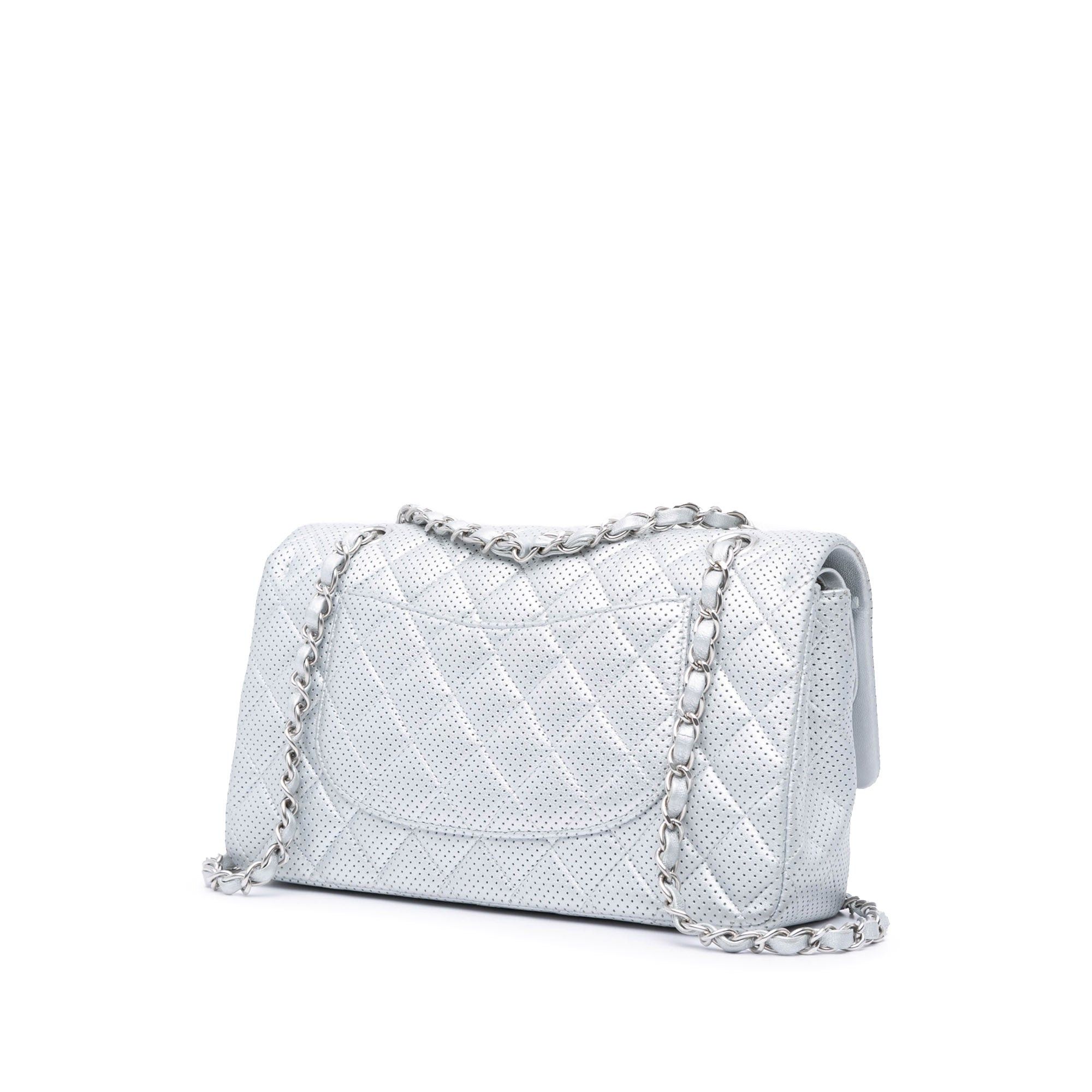 Chanel Chanel Medium Classic Perforated Lambskin Double Flap Silver Size ONE SIZE - 2 Thumbnail
