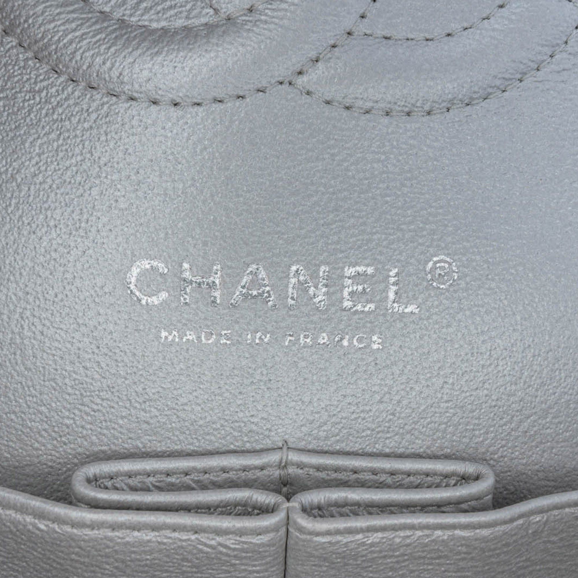 Chanel Chanel Medium Classic Perforated Lambskin Double Flap Silver Size ONE SIZE - 7 Thumbnail