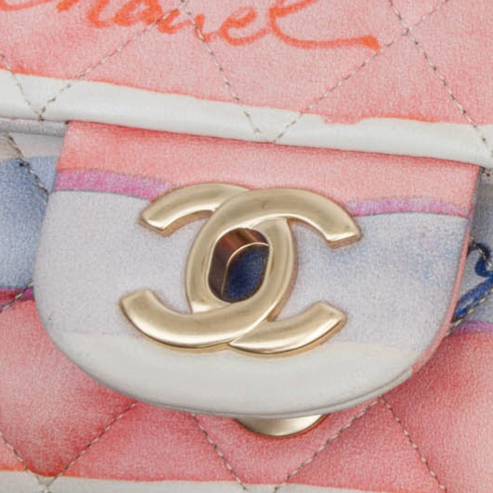 Chanel Chanel Medium Classic Printed Lambskin Watercolor Double Flap Multi Size ONE SIZE - 9 Thumbnail