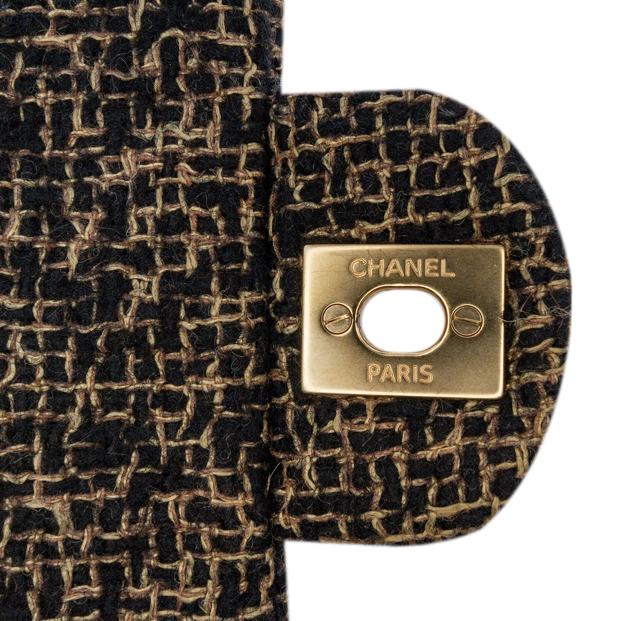 Chanel Chanel Medium Classic Tweed Double Flap Black Size ONE SIZE - 8 Thumbnail