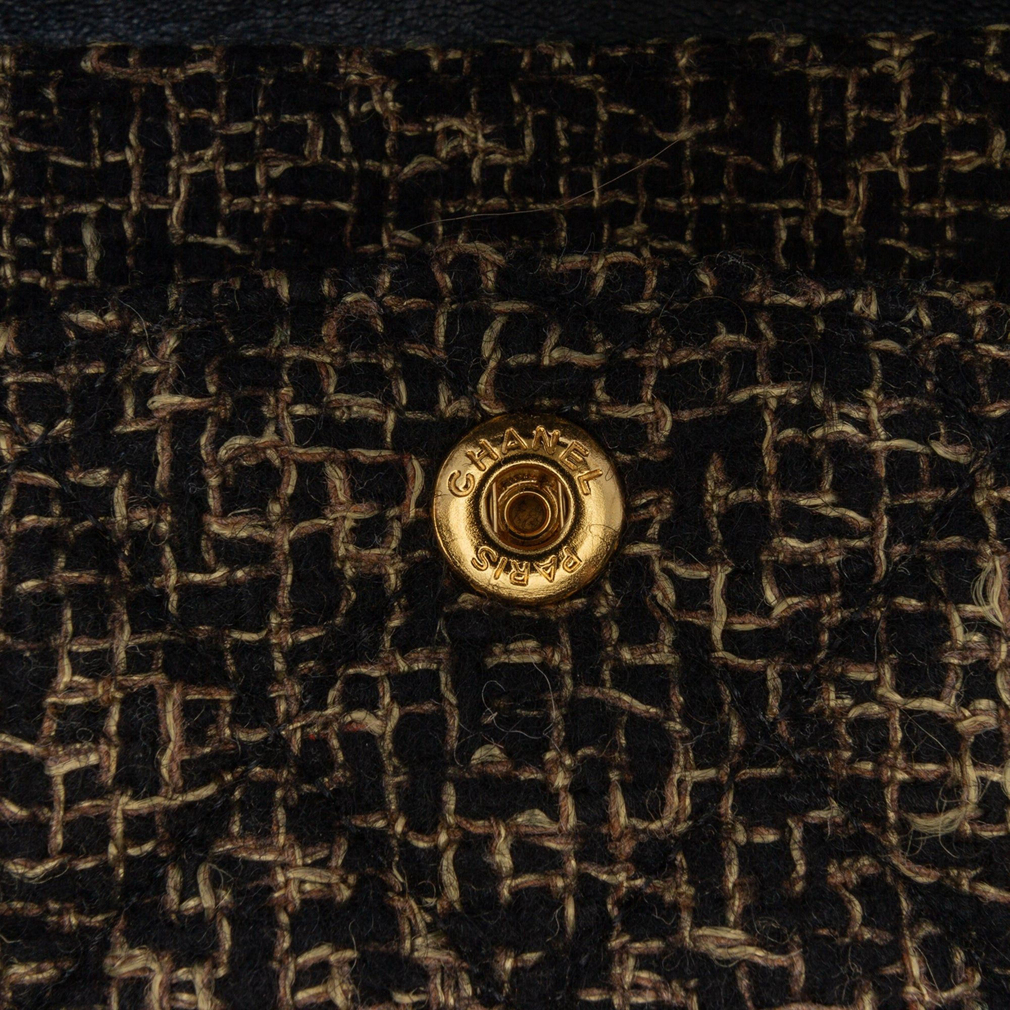 Chanel Chanel Medium Classic Tweed Double Flap Black Size ONE SIZE - 7 Thumbnail