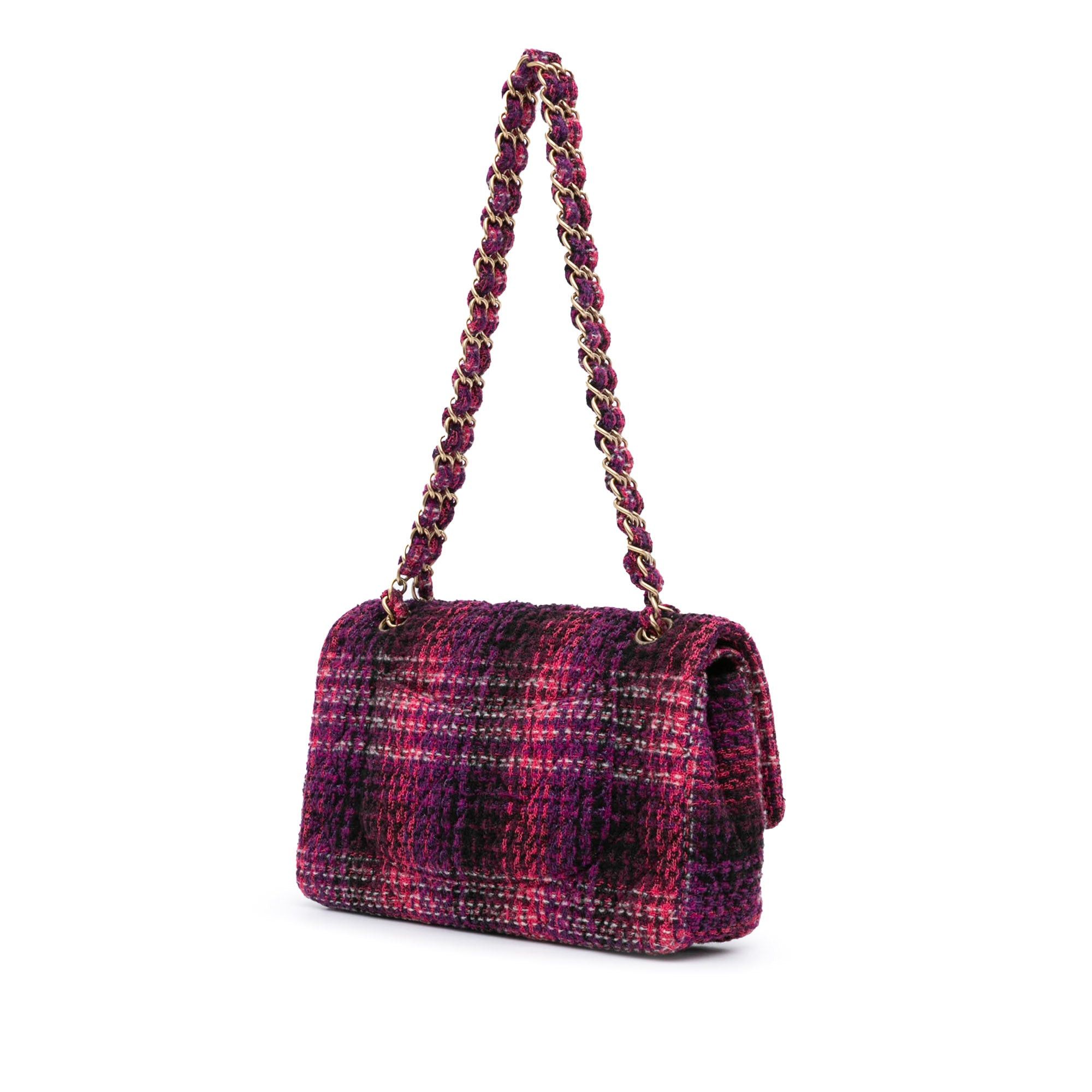 Chanel Chanel Medium Classic Tweed Double Flap Purple Size ONE SIZE - 2 Thumbnail