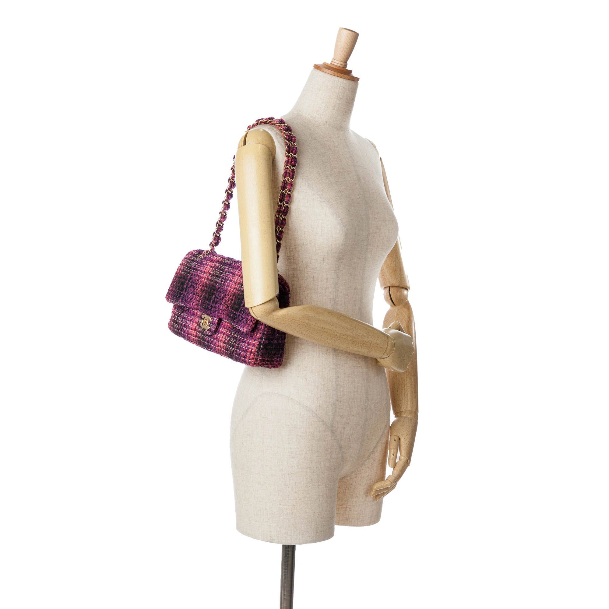 Chanel Chanel Medium Classic Tweed Double Flap Purple Size ONE SIZE - 10 Thumbnail