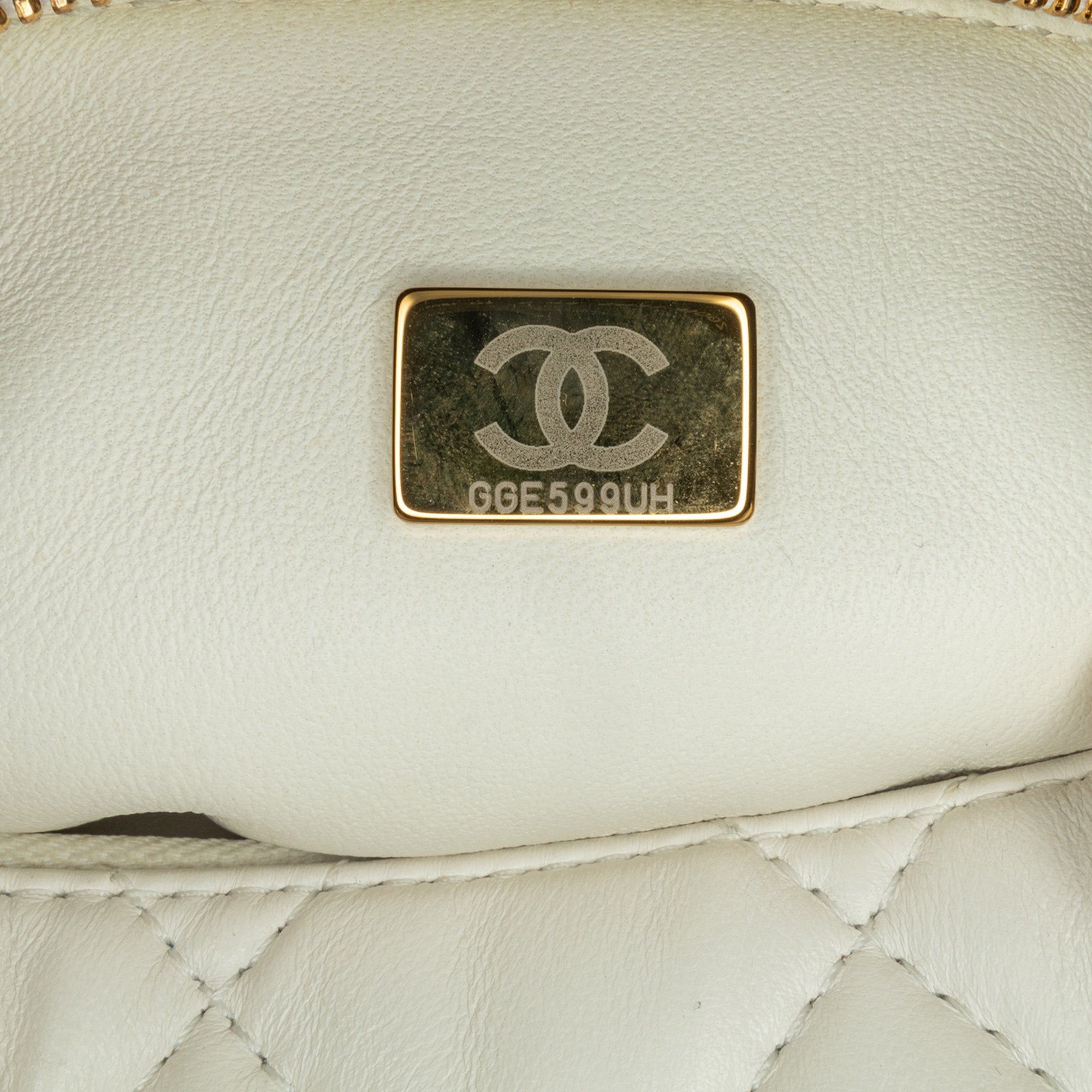 Chanel Chanel Métiers d'Art CC Quilted Lambskin Box with Top Handle Bag White Size ONE SIZE - 6 Thumbnail