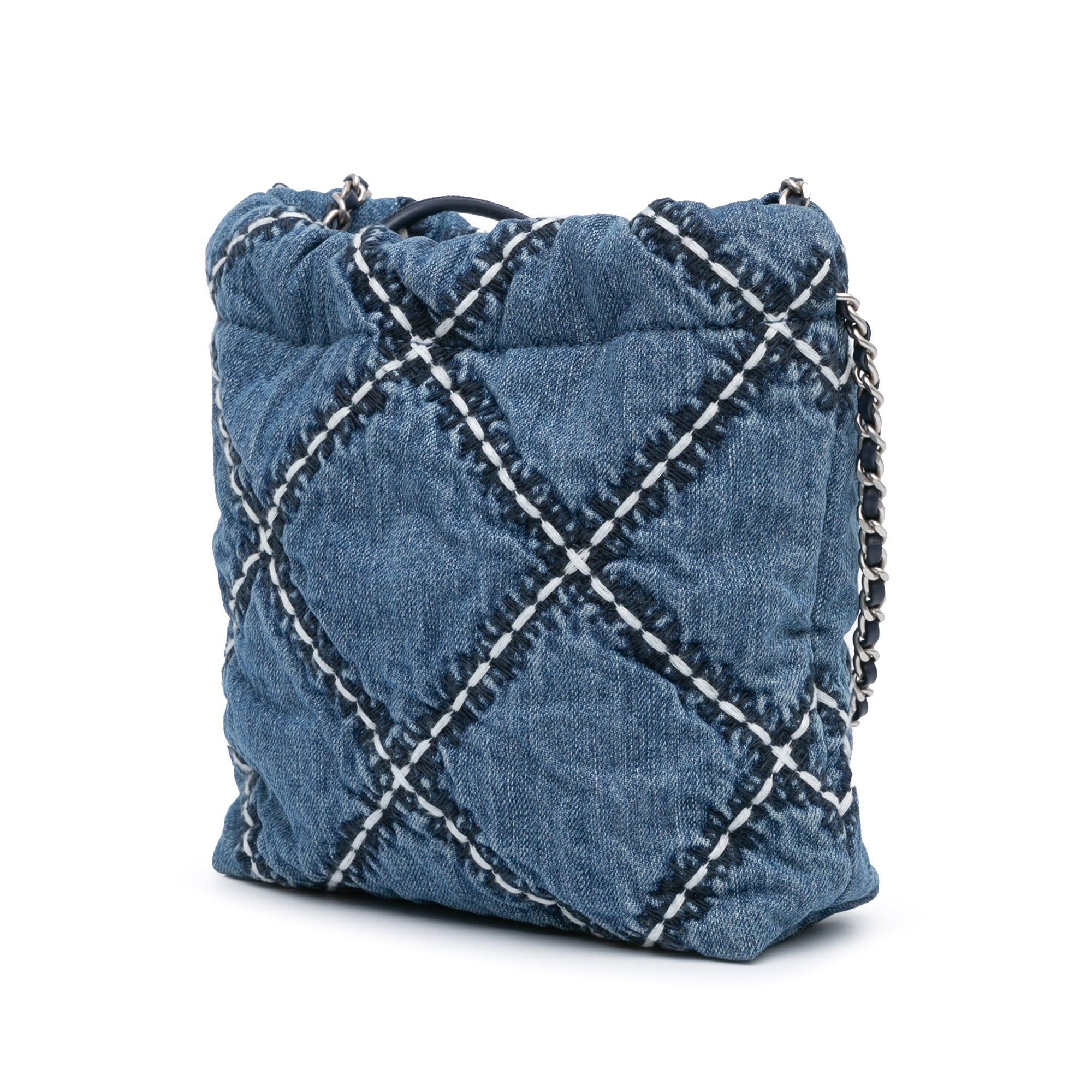 Chanel Chanel Mini Denim Stitched 22 Satchel Blue Size ONE SIZE - 2 Thumbnail
