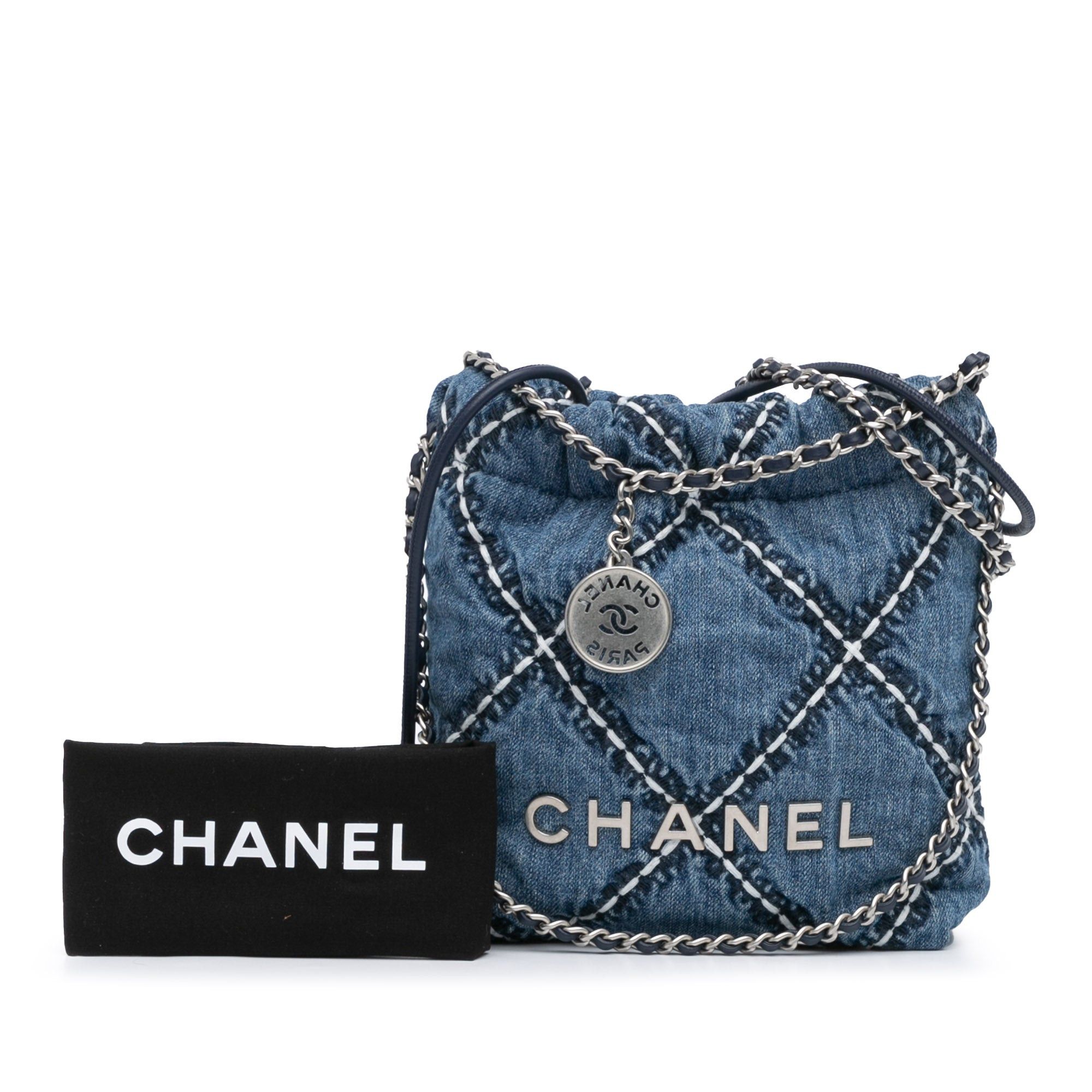 Chanel Chanel Mini Denim Stitched 22 Satchel Blue Size ONE SIZE - 8 Thumbnail