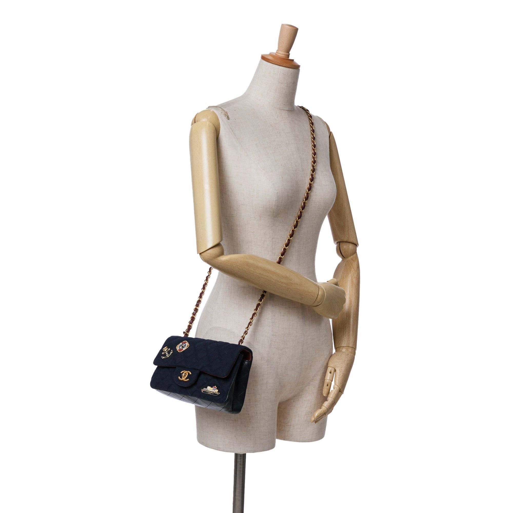 Chanel Chanel Mini Rectangular Classic Jersey Sailor Single Flap Blue Size ONE SIZE - 8 Thumbnail