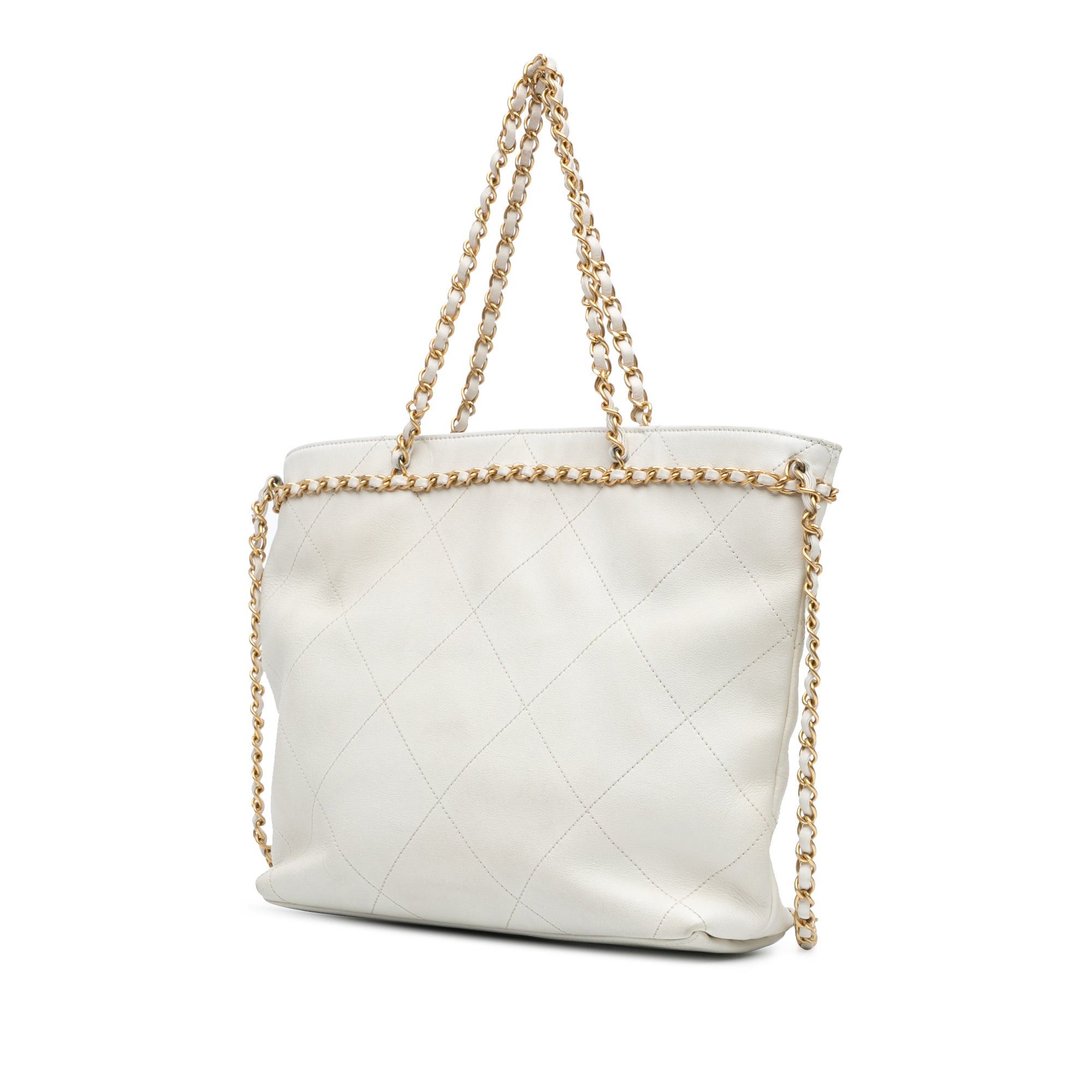 Chanel Chanel Quilted Calfskin CC Lock Chain Shopping Tote White Size ONE SIZE - 2 Thumbnail