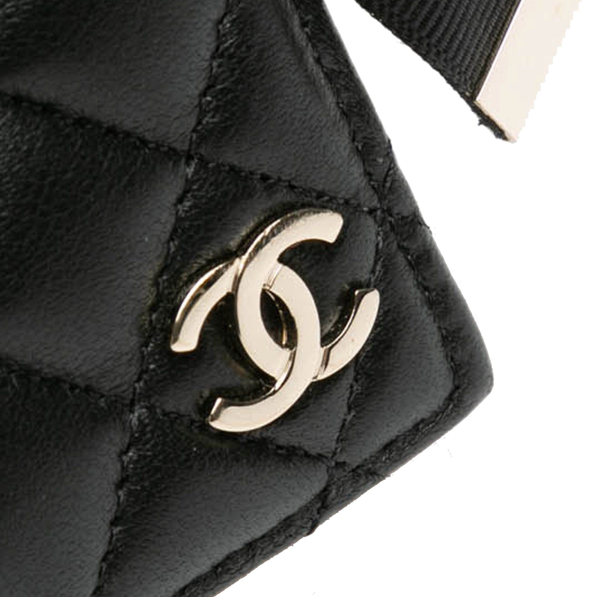 Chanel Chanel Quilted Lambskin Book Card Holder On Chain Black Size ONE SIZE - 5 Thumbnail