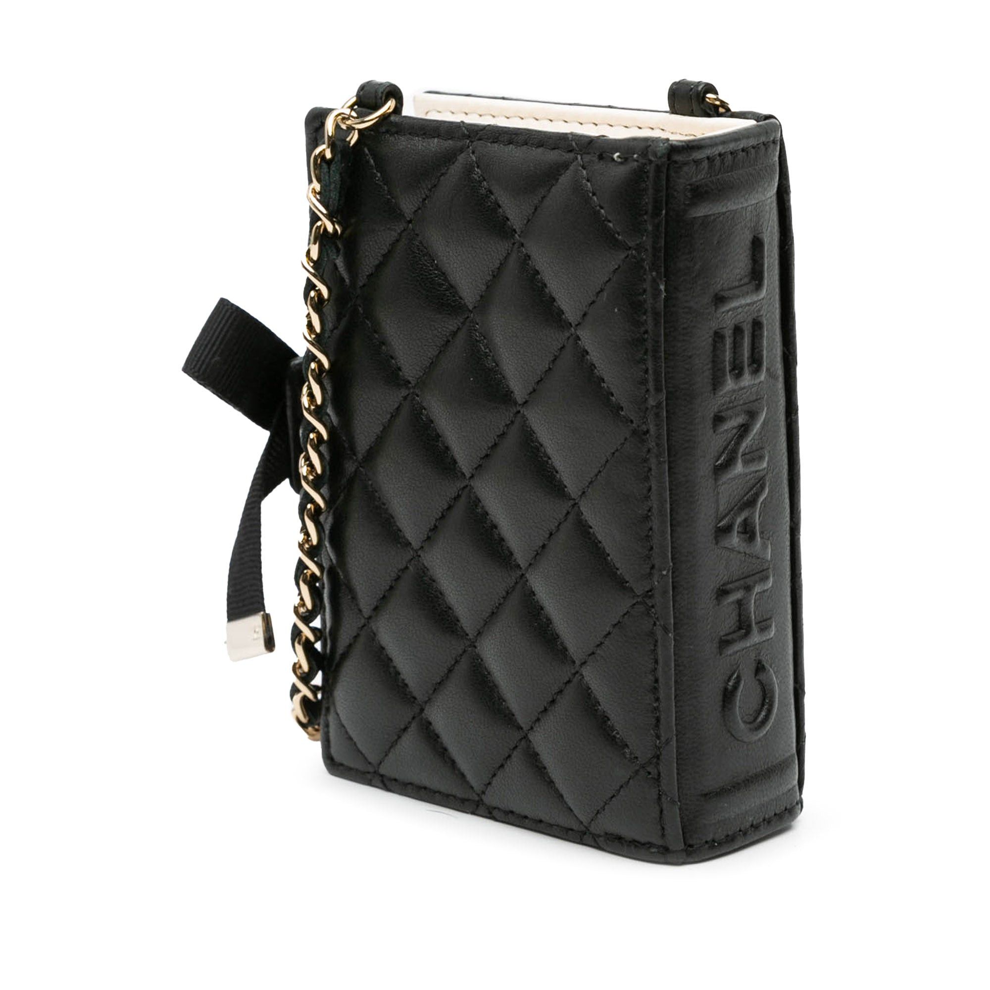 Chanel Chanel Quilted Lambskin Book Card Holder On Chain Black Size ONE SIZE - 2 Thumbnail