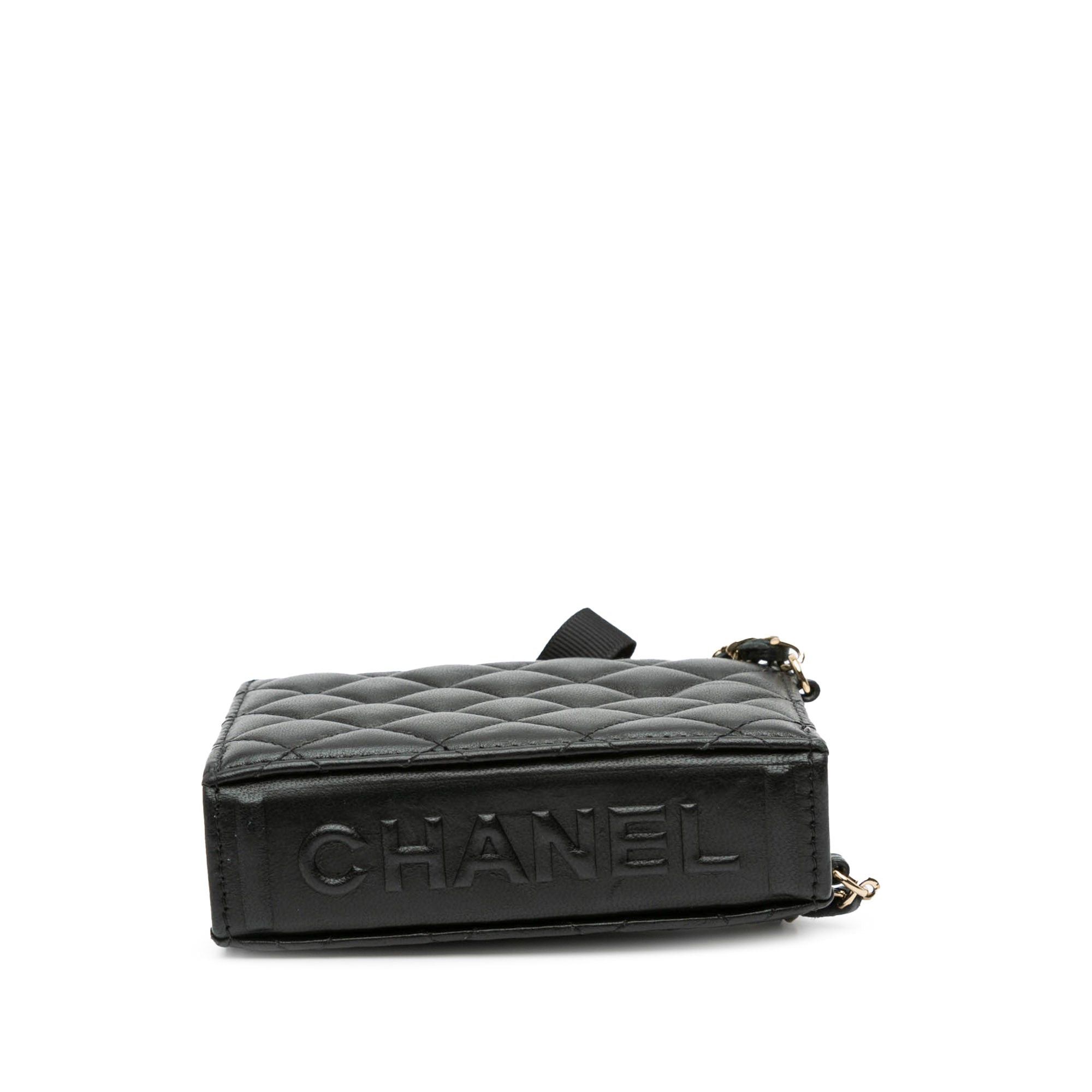 Chanel Chanel Quilted Lambskin Book Card Holder On Chain Black Size ONE SIZE - 3 Thumbnail