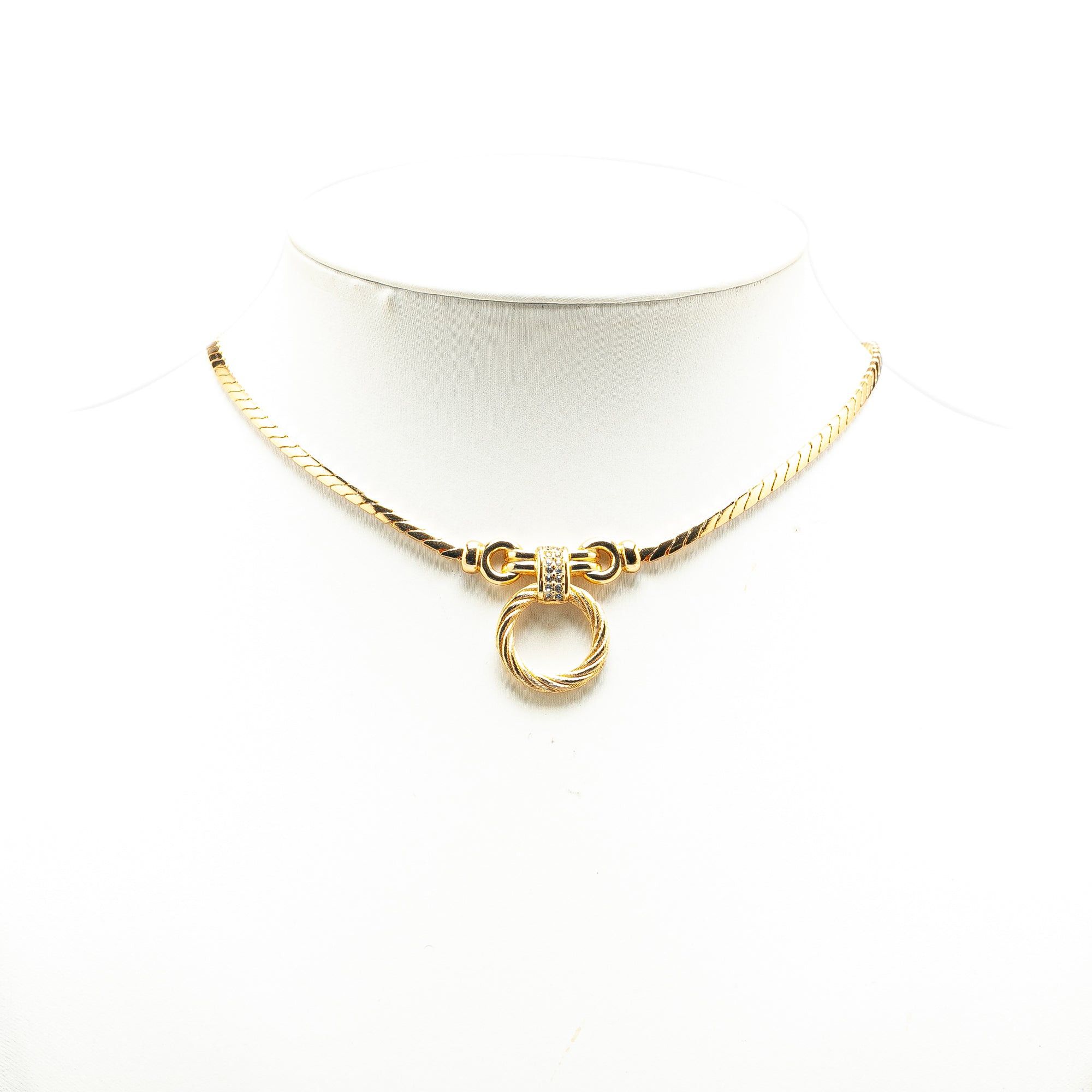 Dior Dior Gold Plated Rhinestone Pendant Necklace Gold Size ONE SIZE - 5 Thumbnail