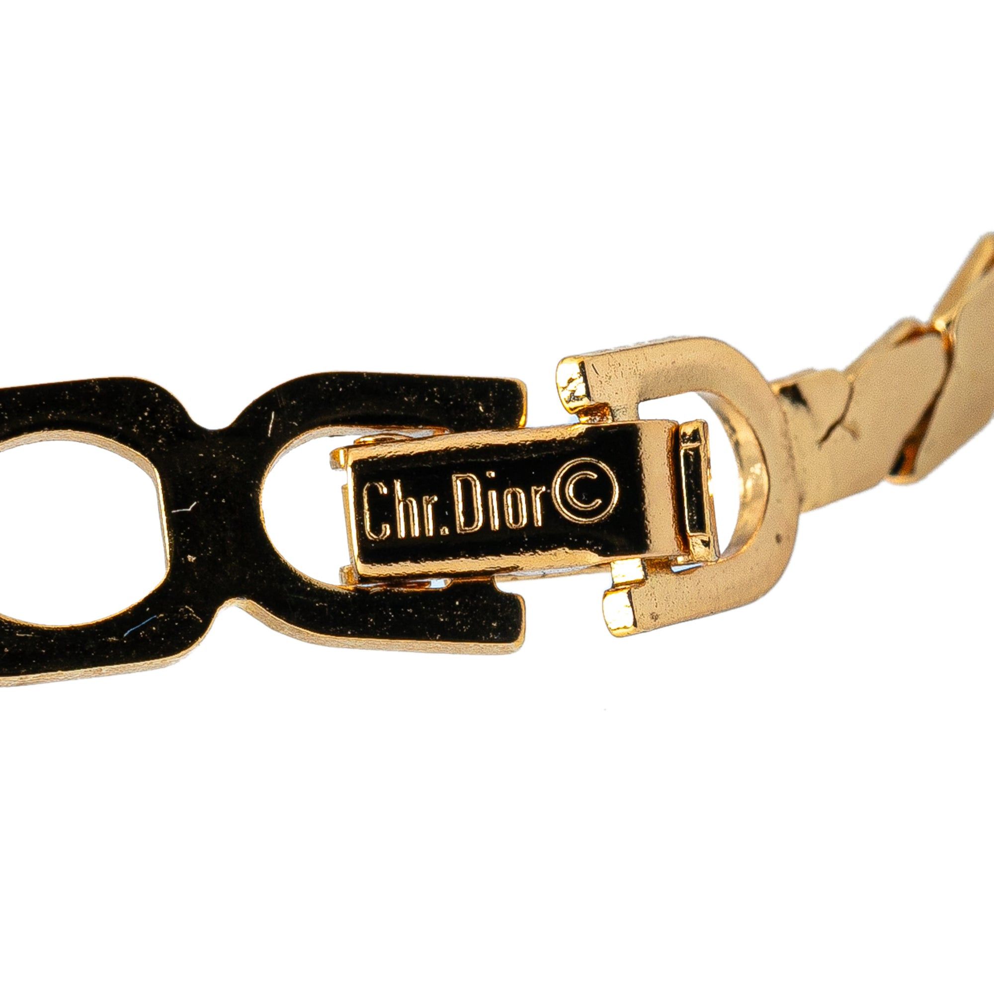 Dior Dior Gold Plated Rhinestone Pendant Necklace Gold Size ONE SIZE - 3 Thumbnail
