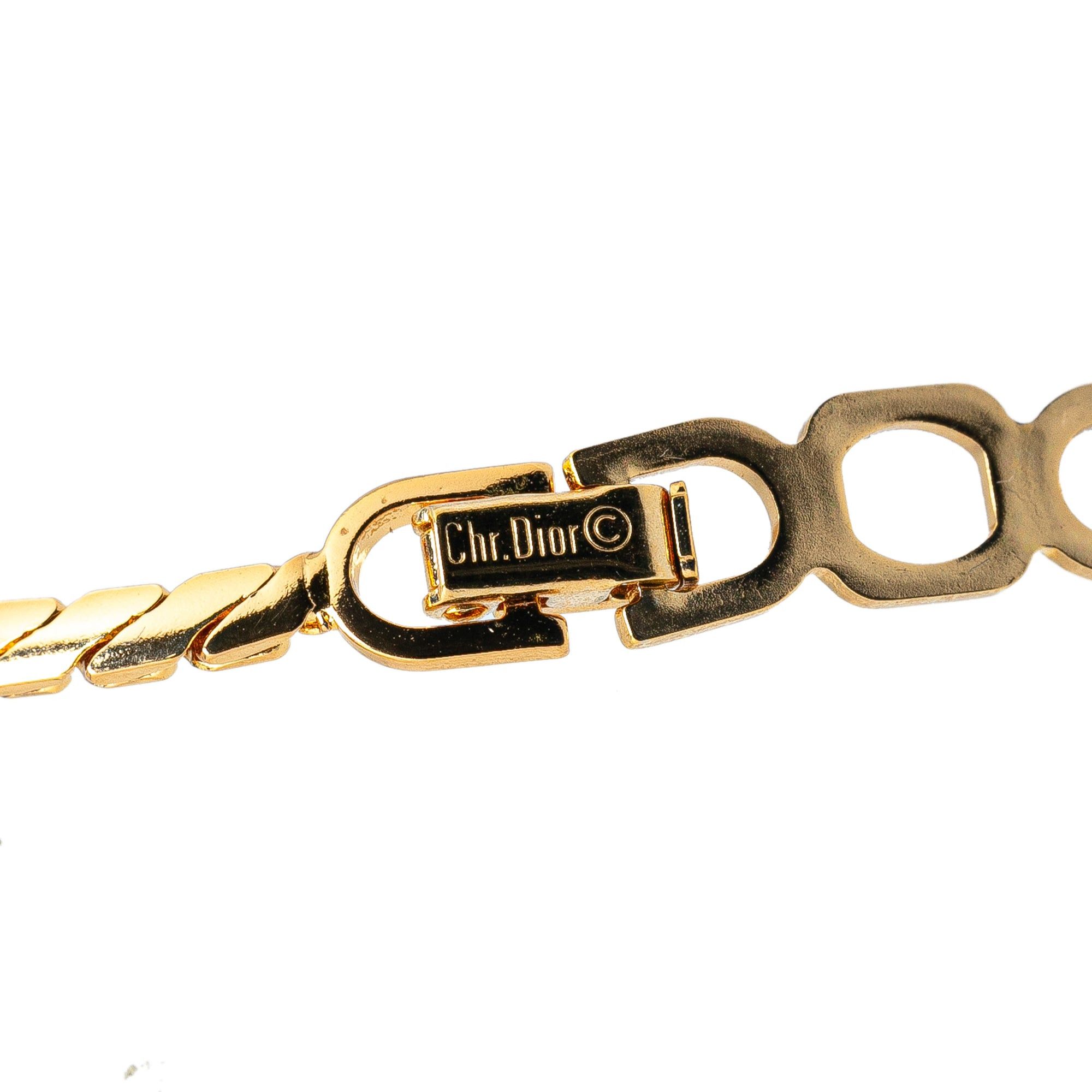 Dior Dior Gold Plated Rhinestone Pendant Necklace Gold Size ONE SIZE - 2 Thumbnail