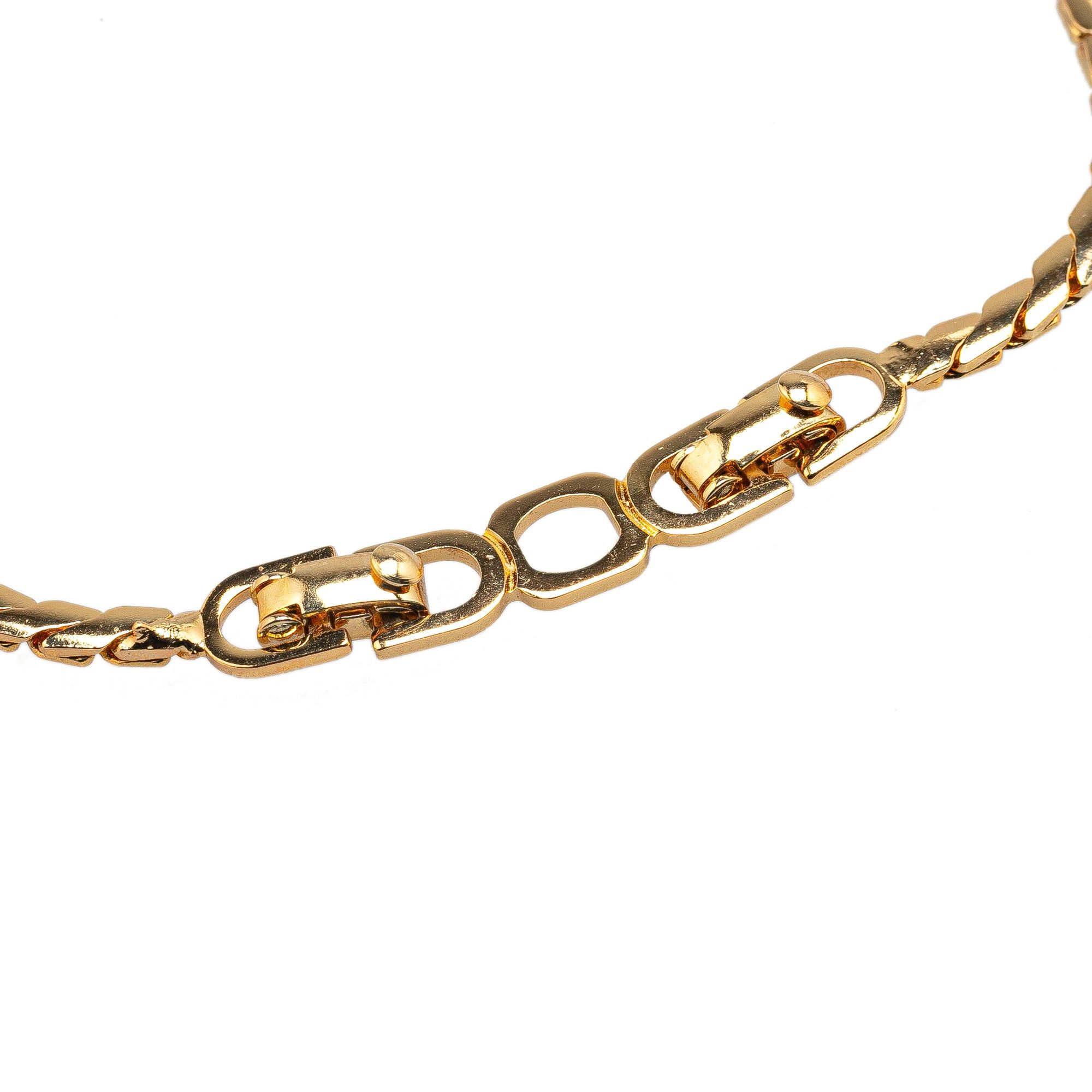 Dior Dior Gold Plated Rhinestone Pendant Necklace Gold Size ONE SIZE - 4 Thumbnail